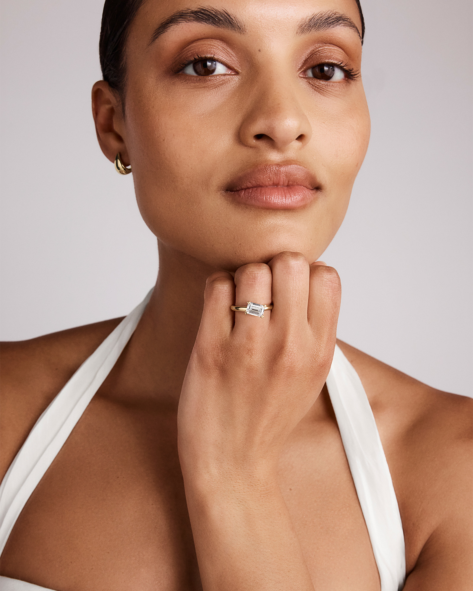 2.00 Carat TW East West Emerald Cut Laboratory-Grown Diamond Offset Engagement Ring in 14kt Yellow Gold