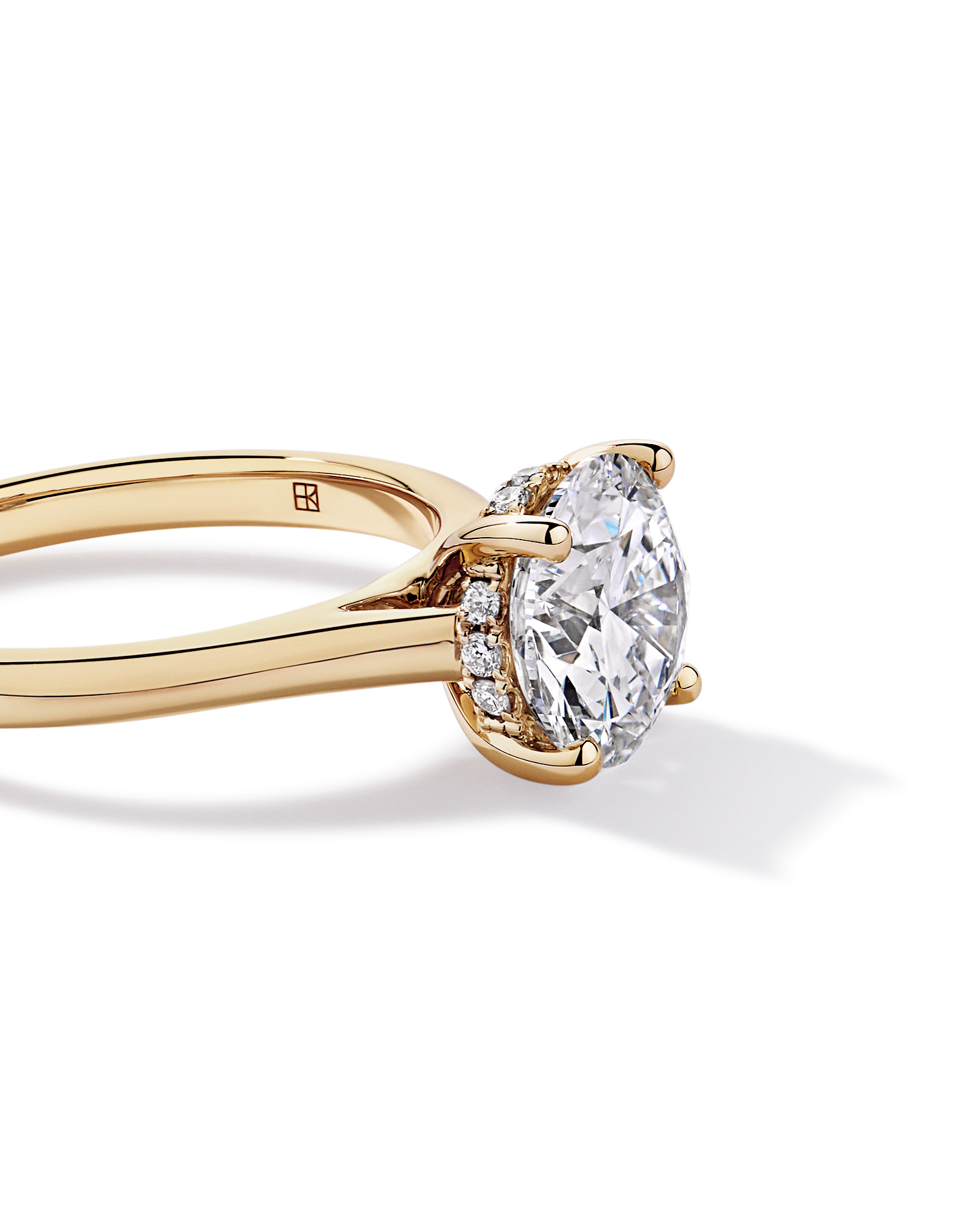 Bague solitaire en or jaune 14 carats sertie d'un diamant rond brillant de 2,32 carats, cultivé laboratoire