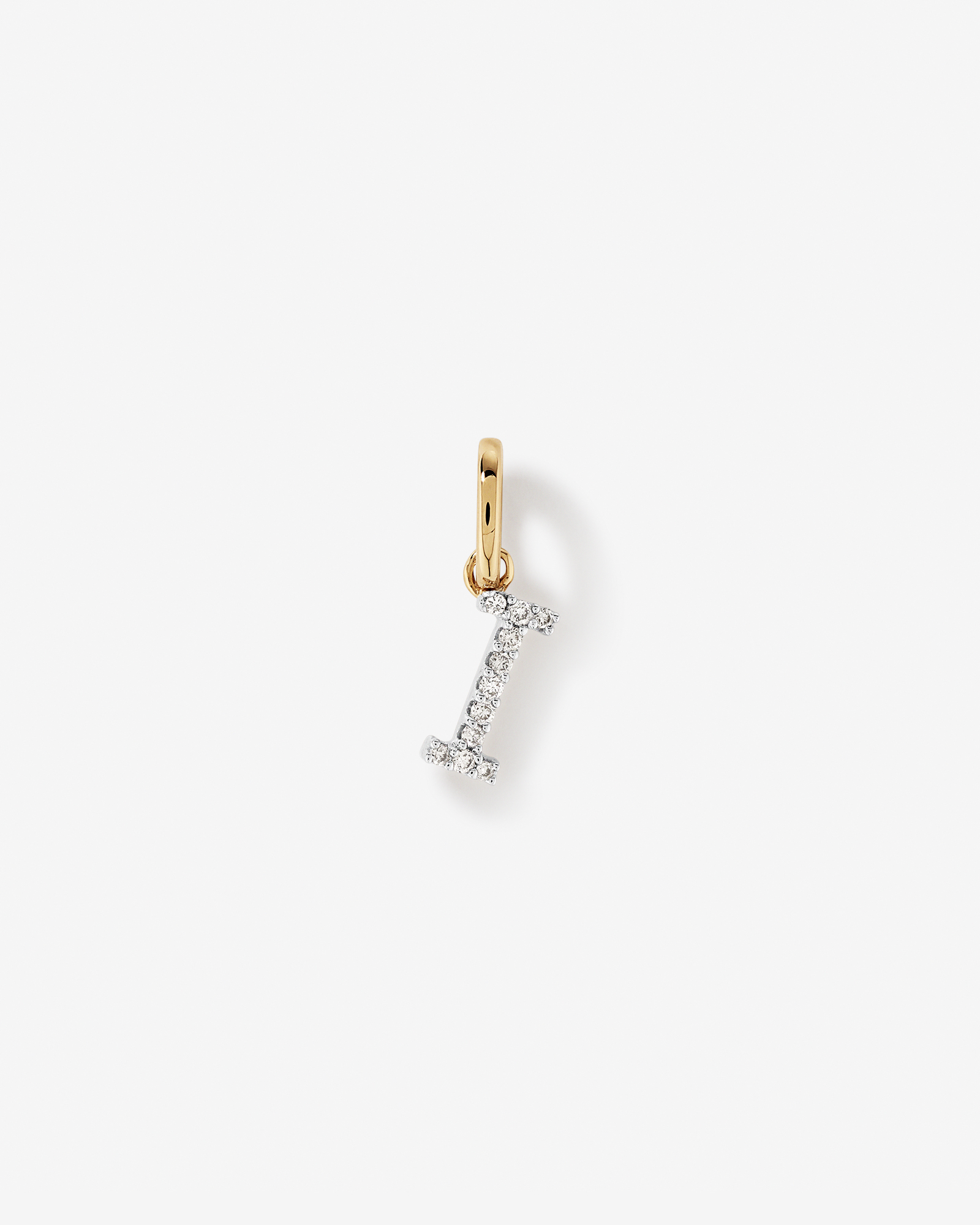 Pendentif avec initiale de la lettre I en diamant en or jaune 10 carats