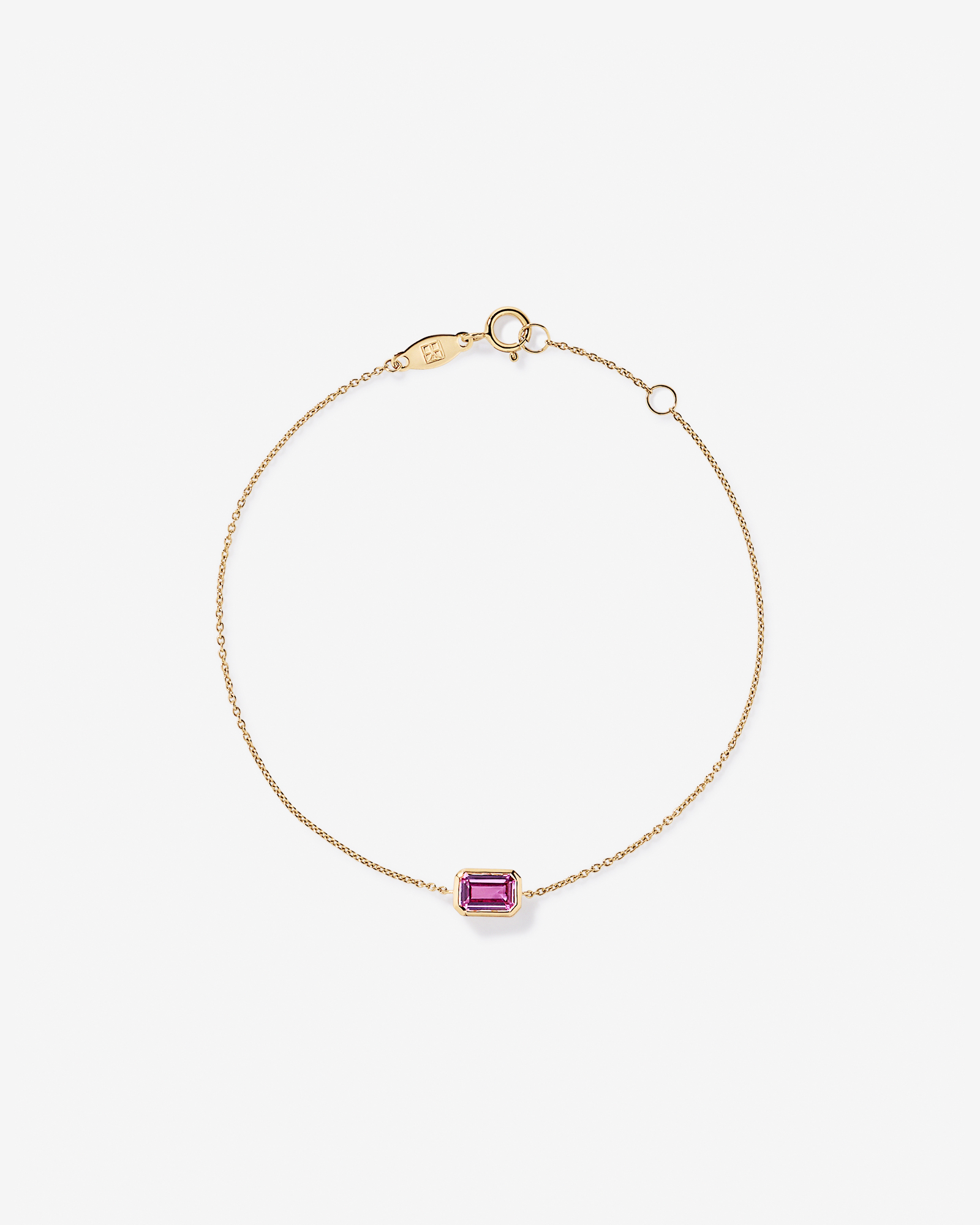 Bracelet à lunettes en saphir rose taillé émeraude en or jaune 10 carats