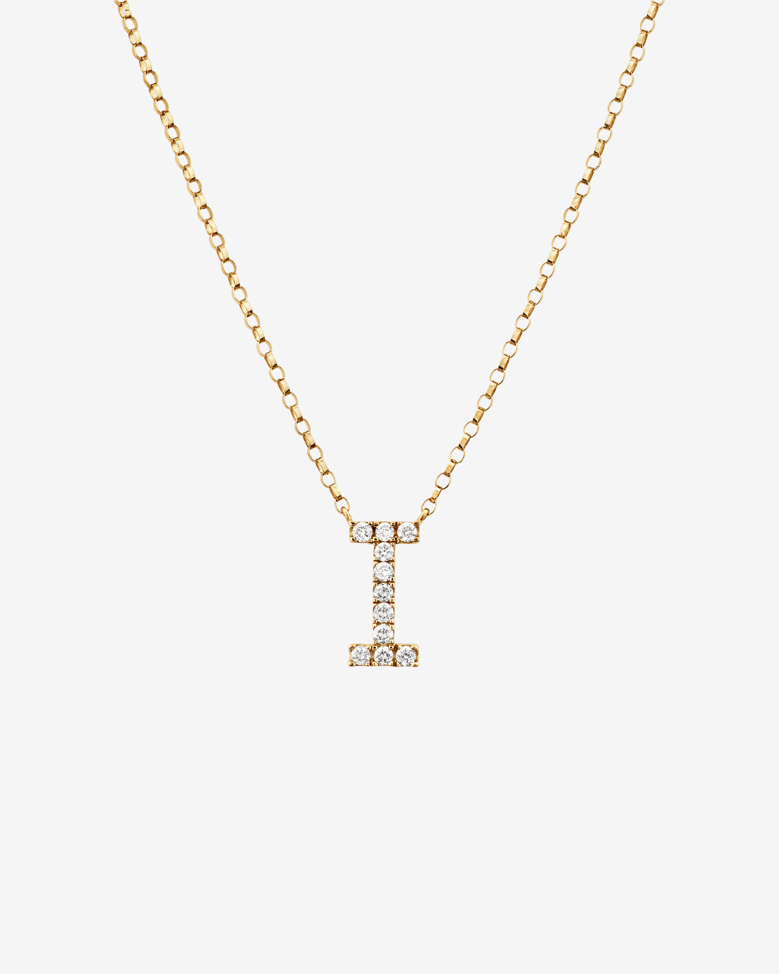 "I" Initial Necklace with 0.10 Carat TW of Diamonds in 10kt Yellow Gold