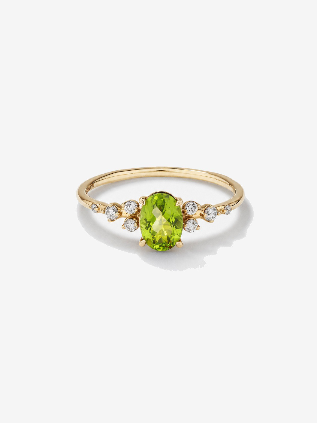 Bague Péridot avec diamants 0,12 ct PT en or jaune 10