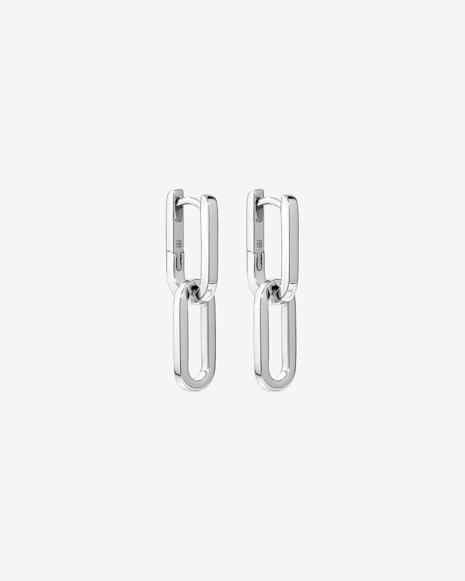 Paperclip Link Drop Huggie Earrings in Sterling Silver