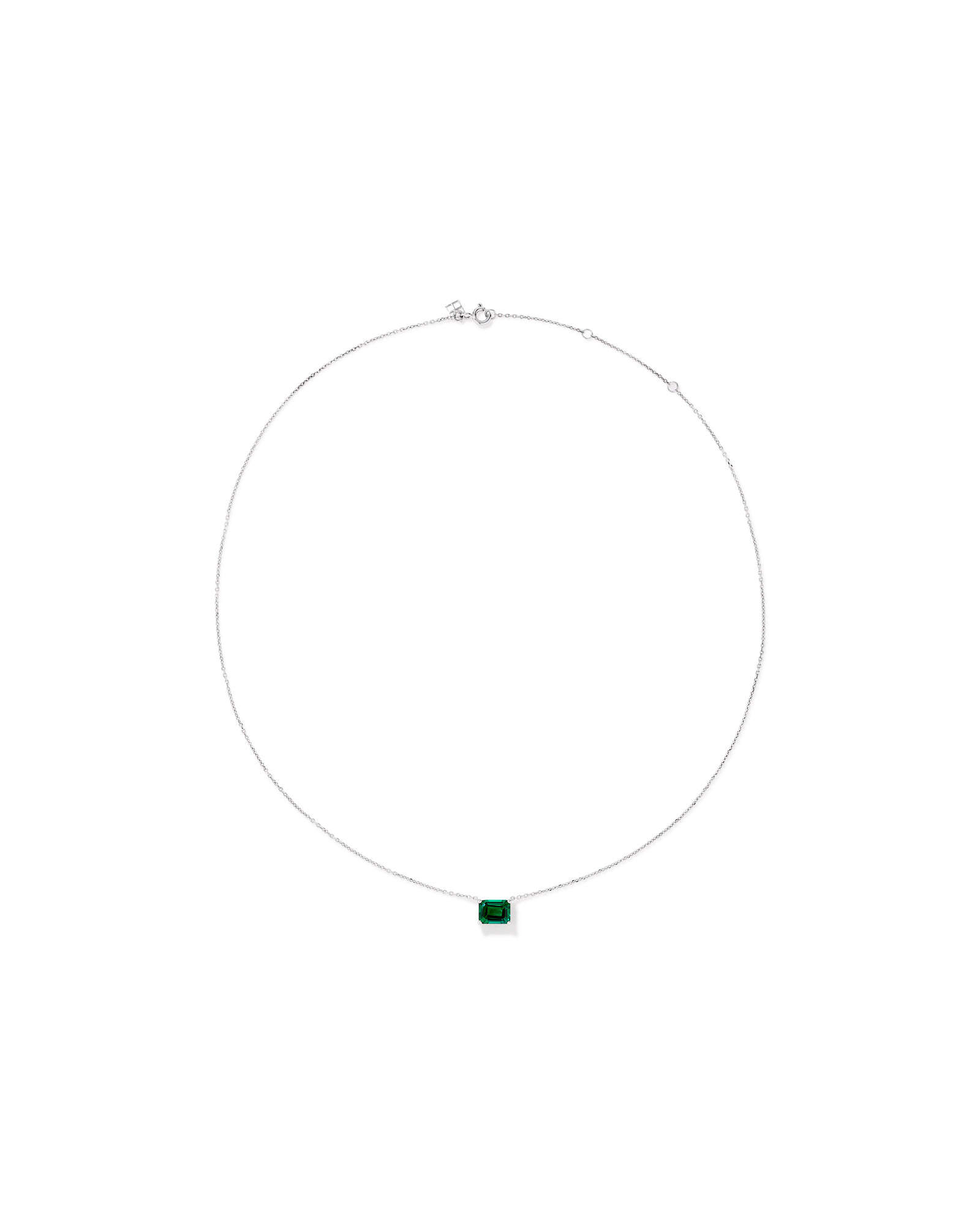 Emerald Cut Green Created Emerald Gemstone Stud Earrings and Pendant Necklace Set in Sterling Silver