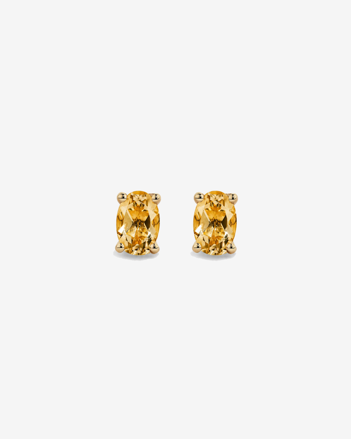 Oval Citrine Stud Earrings in 10kt Yellow Gold