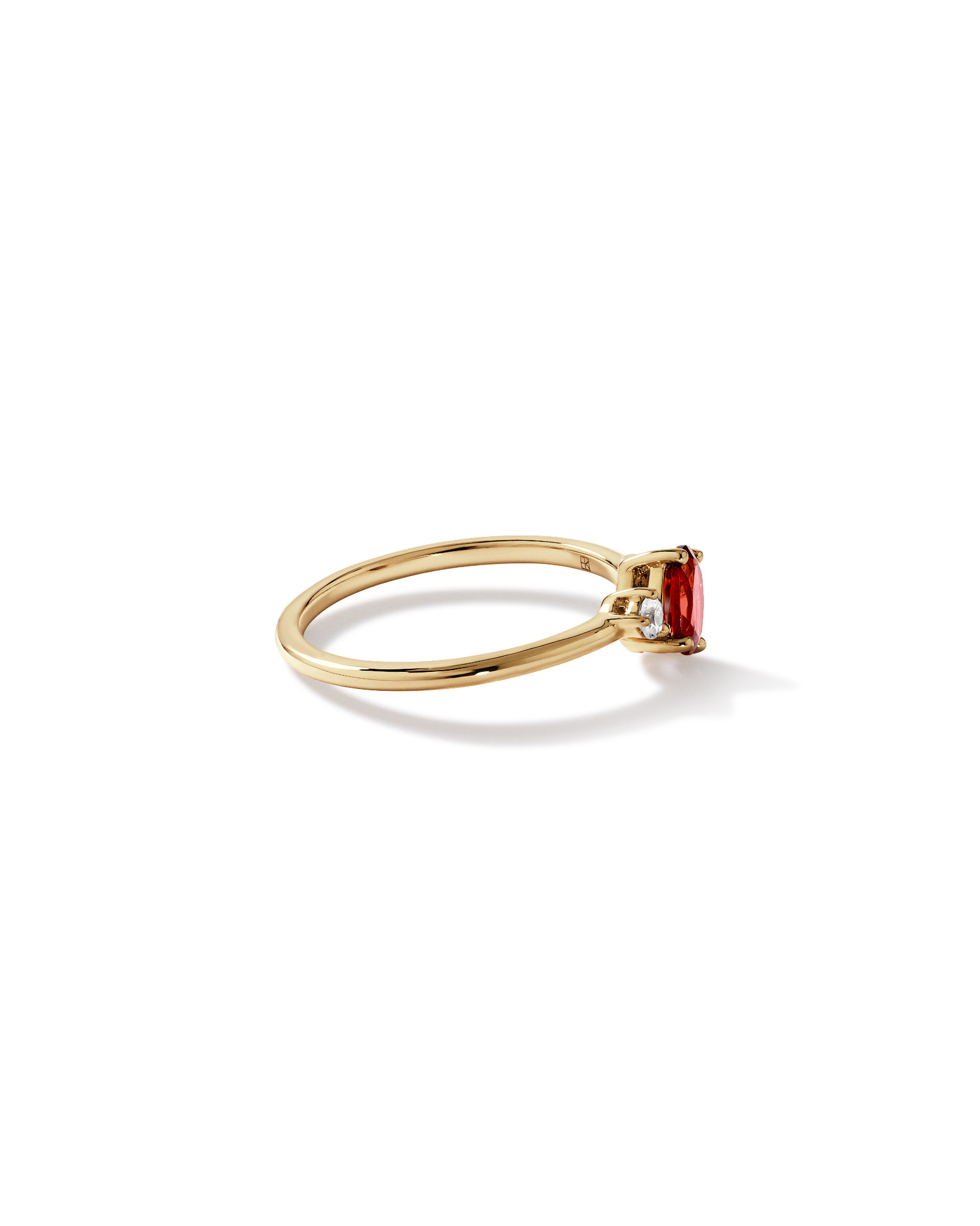 White Sapphire and Oval-Cut Garnet Toi Et Moi Ring in 10kt Yellow Gold