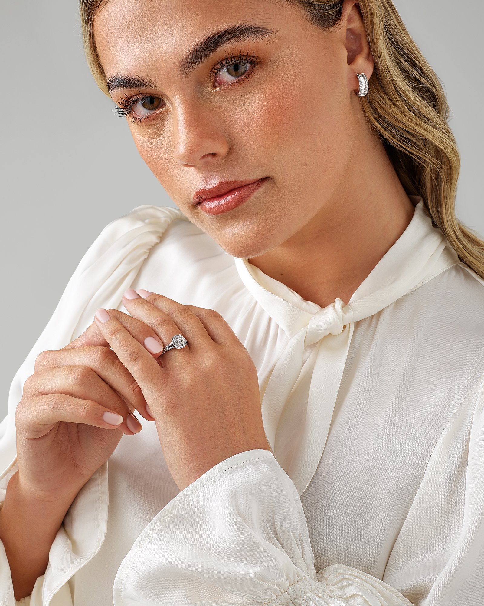 0.30 Carat TW Cushion Shaped Cluster Halo Diamond Ring in 10kt White Gold