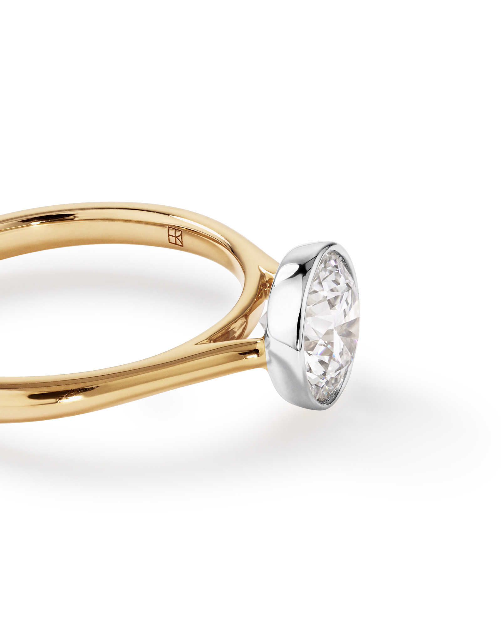 1.25 Carat TW Round Brilliant Laboratory-Grown Diamond Solitaire Bezel Set Engagement Ring in 14kt Yellow and White Gold