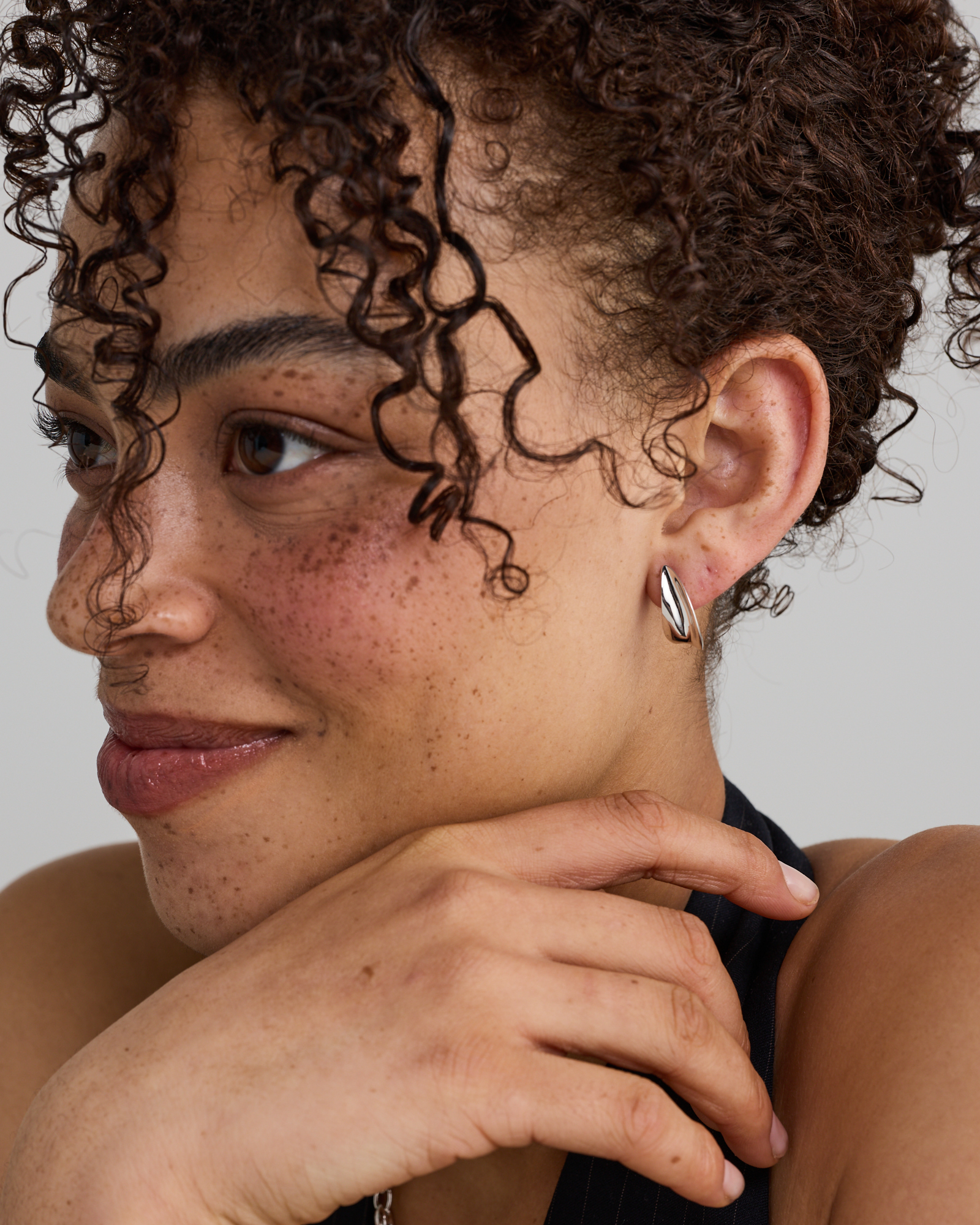 Organic Shape Stud Earrings in Sterling Silver