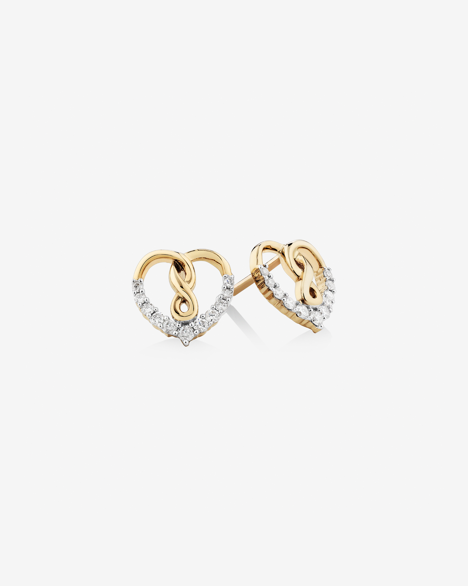 Heart Infinity Earrings With 0.20 Carat TW Of Diamonds In 10kt Yellow Gold