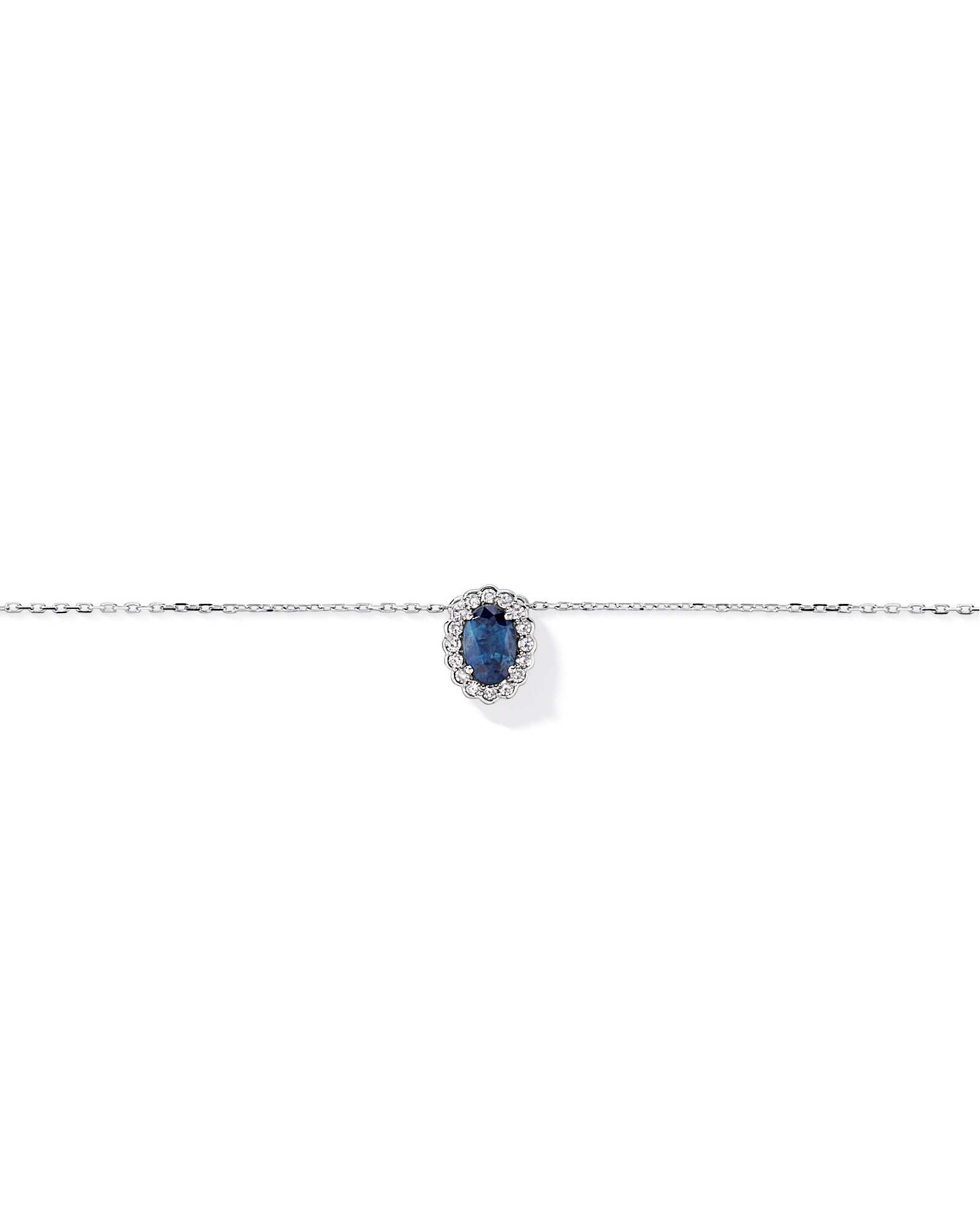 Collier halo en diamant TW en saphir australien et 0,09 carat en or blanc 10 carats