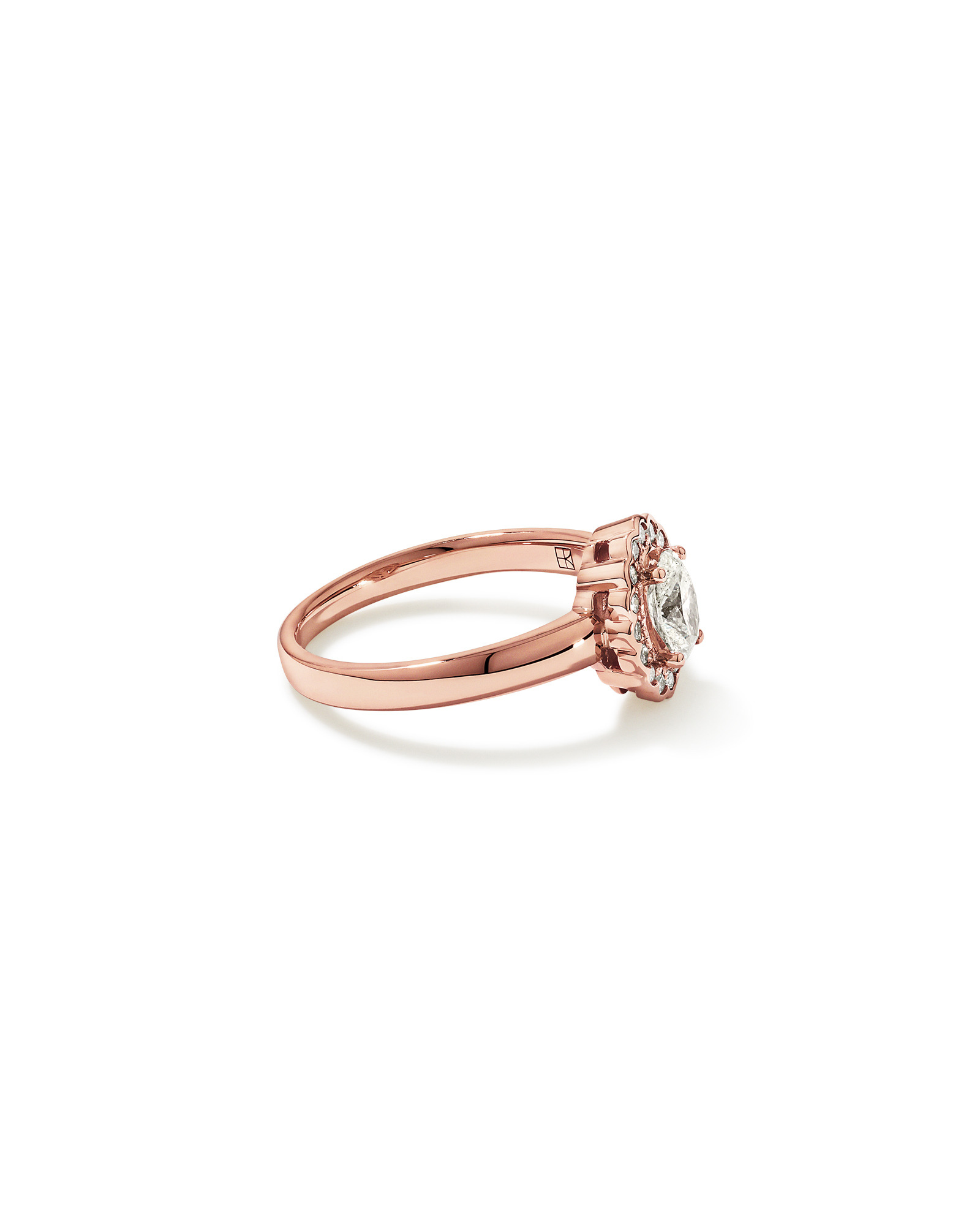 0.60 Carat TW Oval Diamond Floral Halo Ring in 14kt Rose Gold