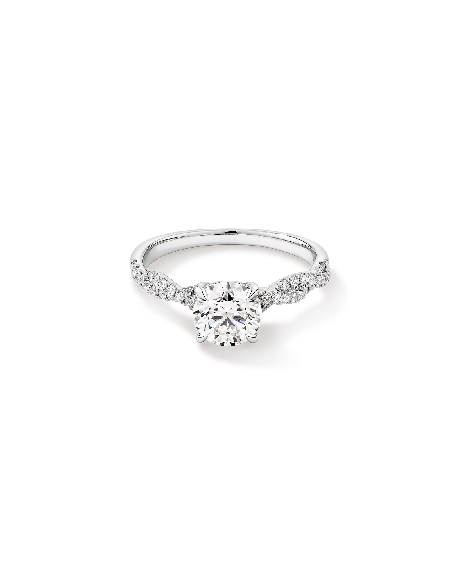 1.40 Carat TW Round Brilliant Laboratory-Grown Diamond Solitaire Twist Engagement Ring in 14kt White Gold