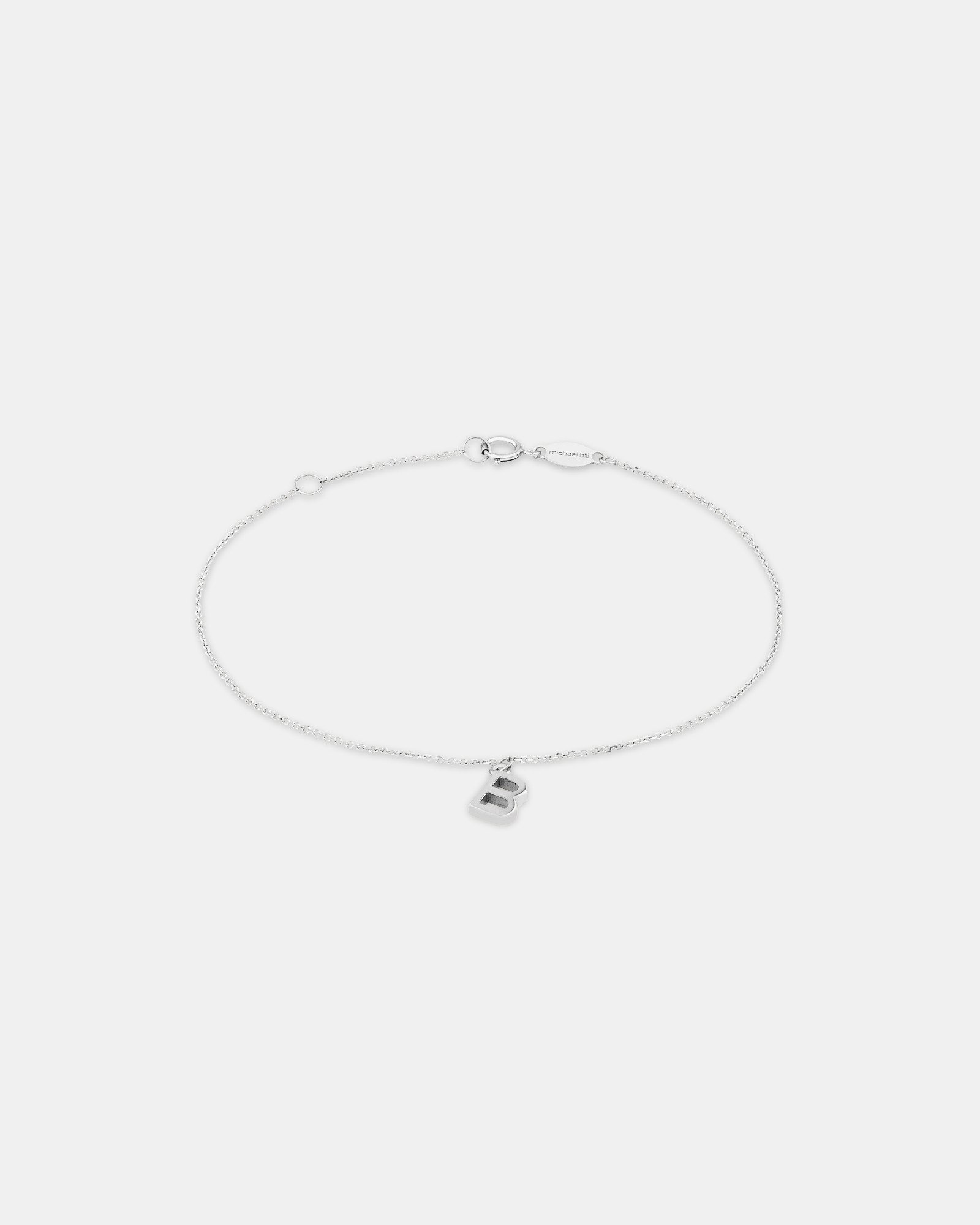 19cm (7.5") B Initial Bracelet in Sterling Silver
