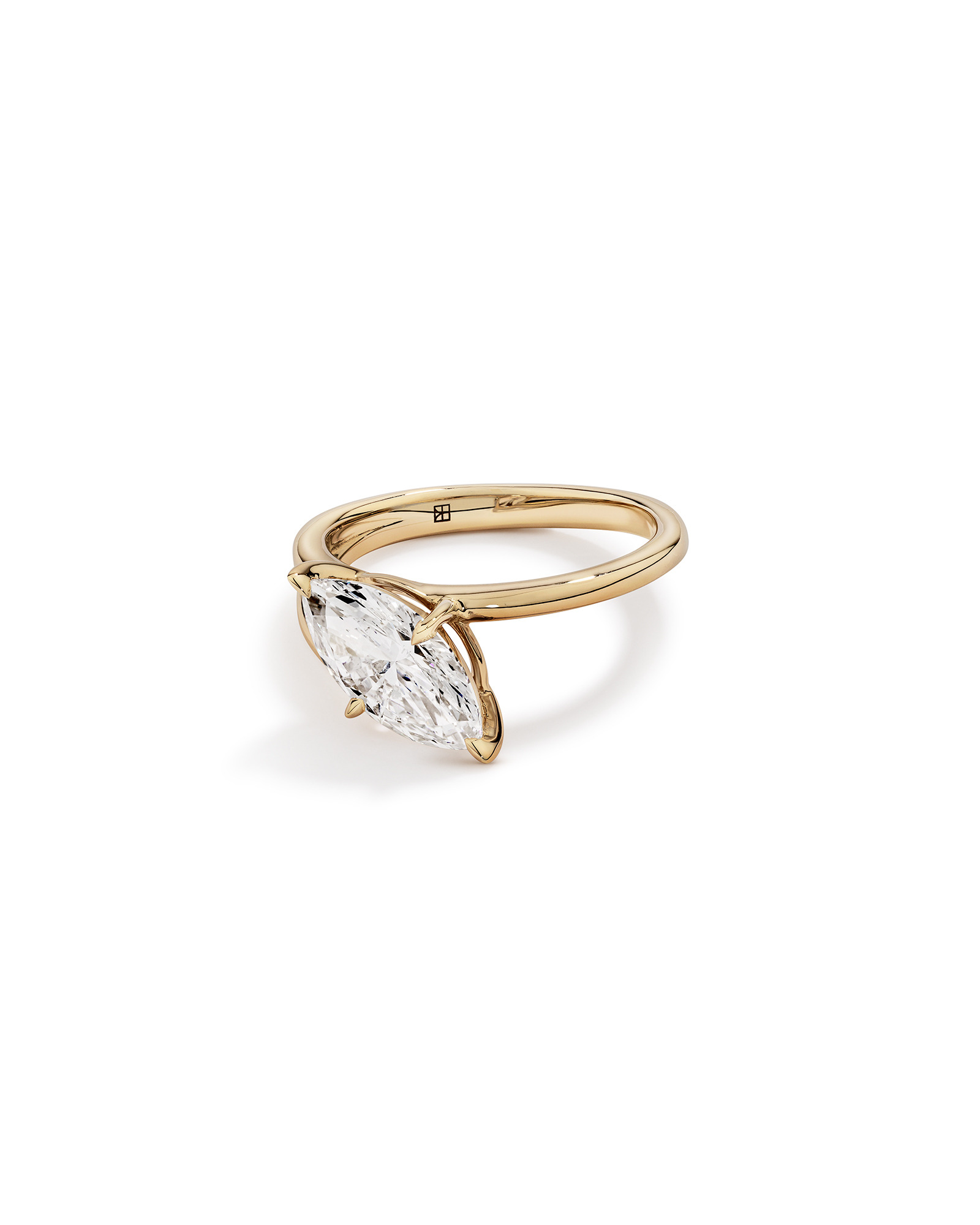 2.00 Carat TW East West Marquise Cut Laboratory-Grown Diamond Double Band Engagement Ring in 14kt Yellow Gold