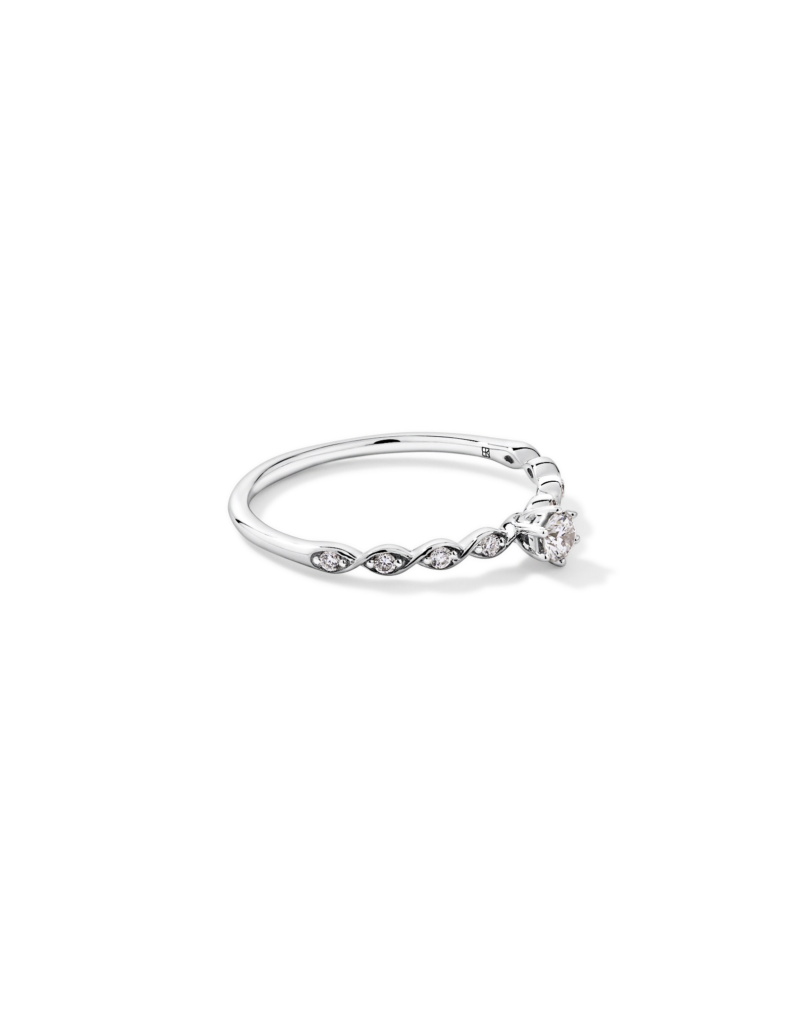 Bague de promesse en or blanc 10 carats avec diamant rond brillant laboratoire (poids total 0,17 carat)