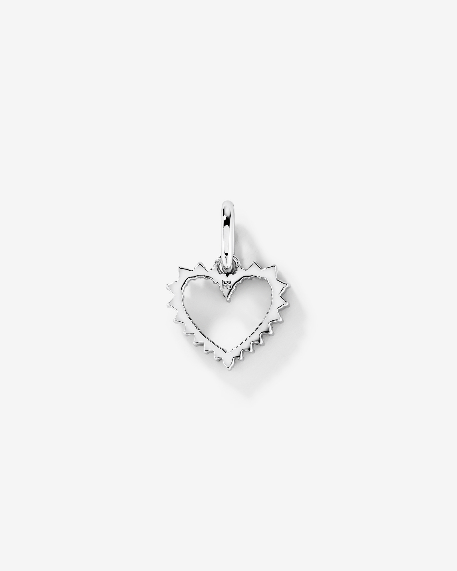 Pendentif coeur d’amour ouvert en or blanc 10 carats