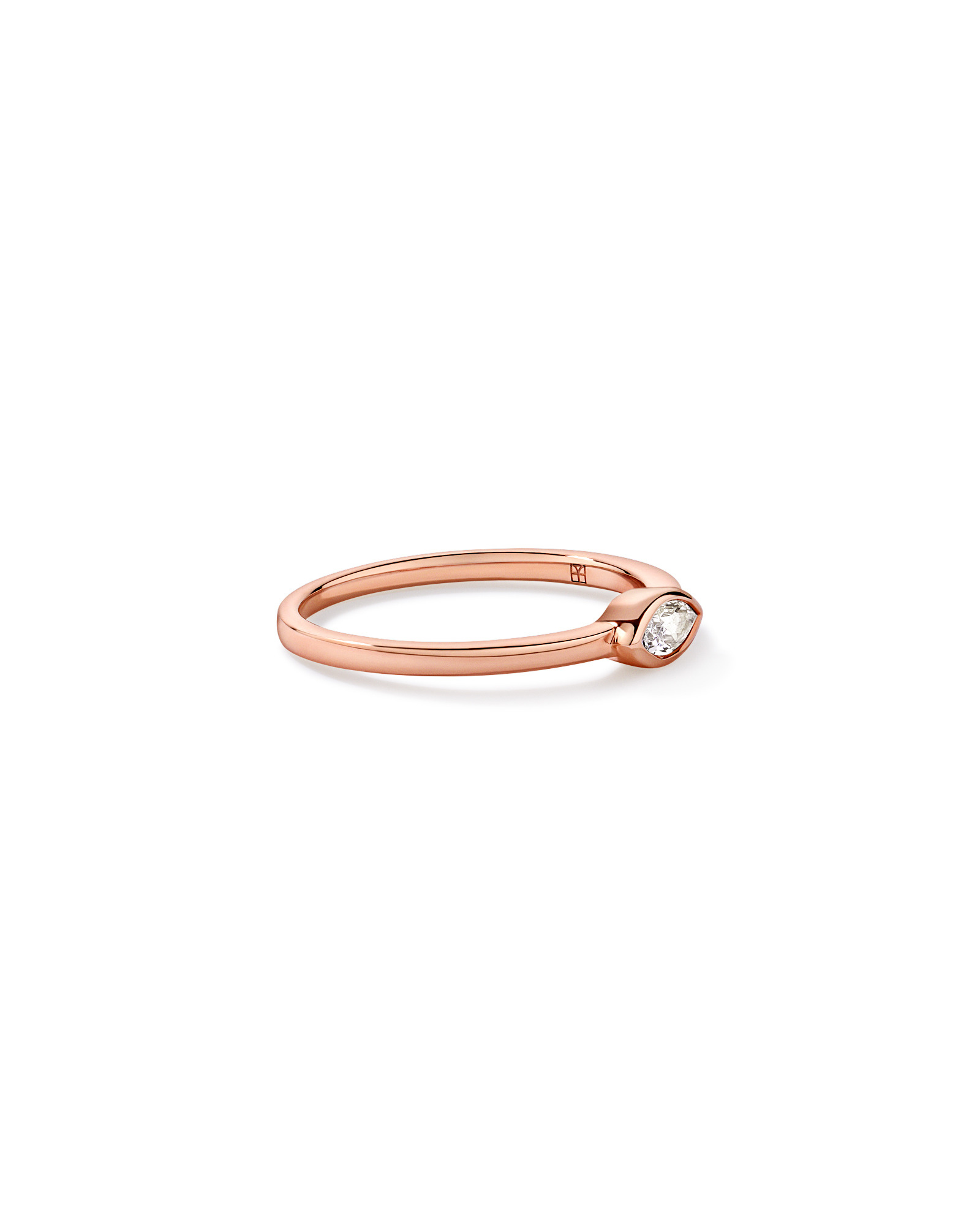 Marquise Cut White Created Sapphire East-to-West Set Bezel Ring 10kt Rose Gold