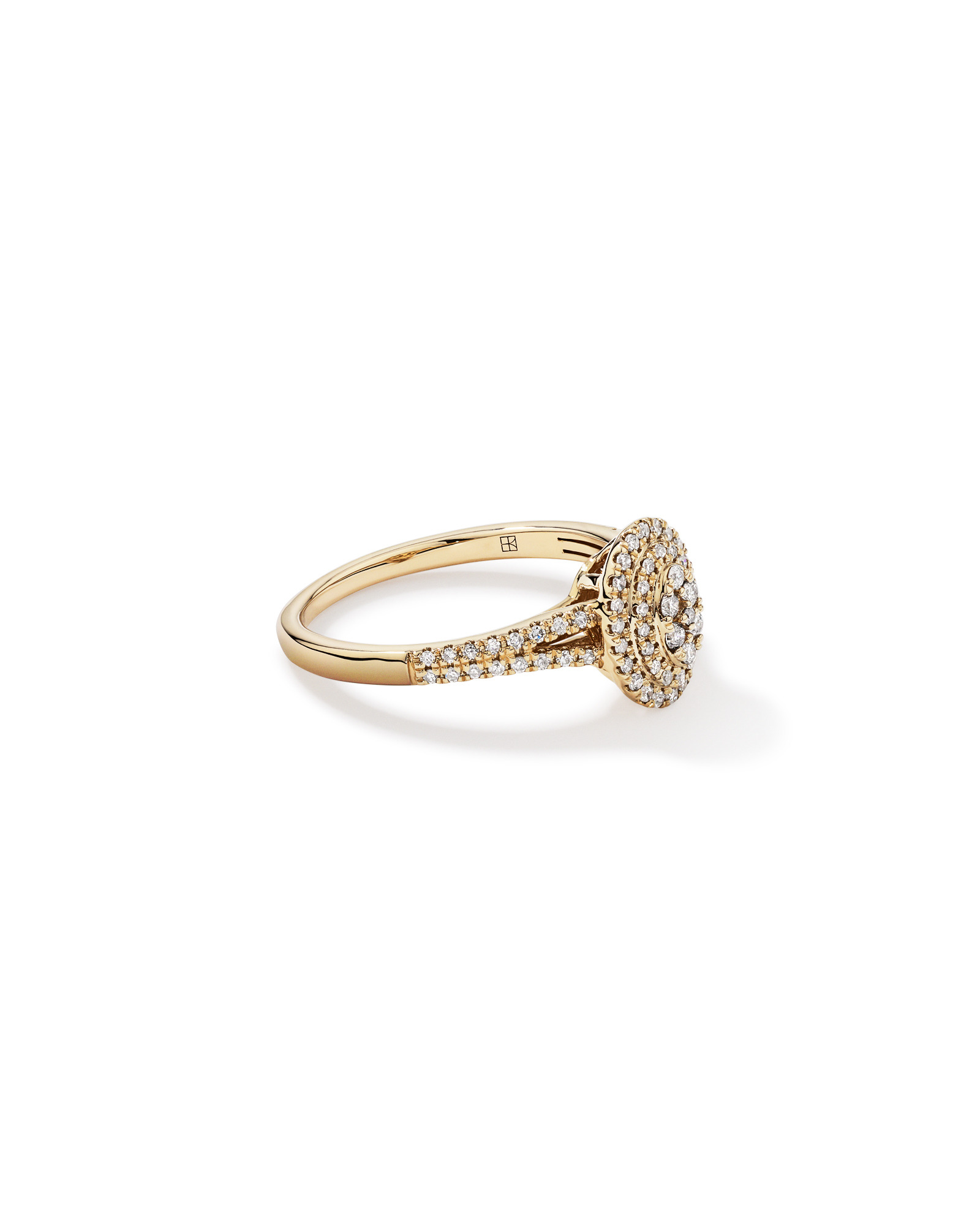 0.30 Carat TW Oval Shaped Cluster Halo Diamond Ring in 10kt Yellow Gold