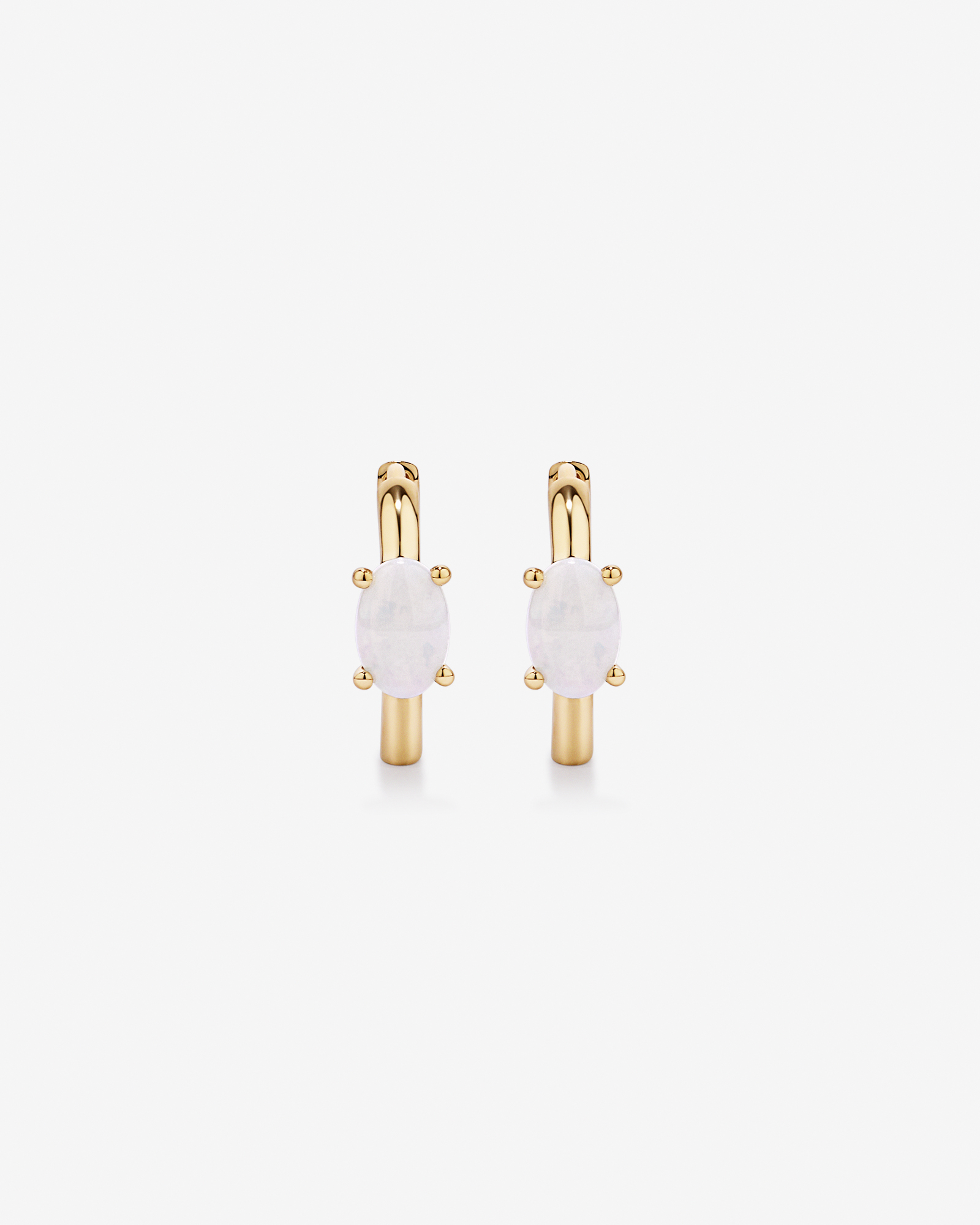 Australian Opal Huggie Hoop Earrings in 10kt Yellow Gold