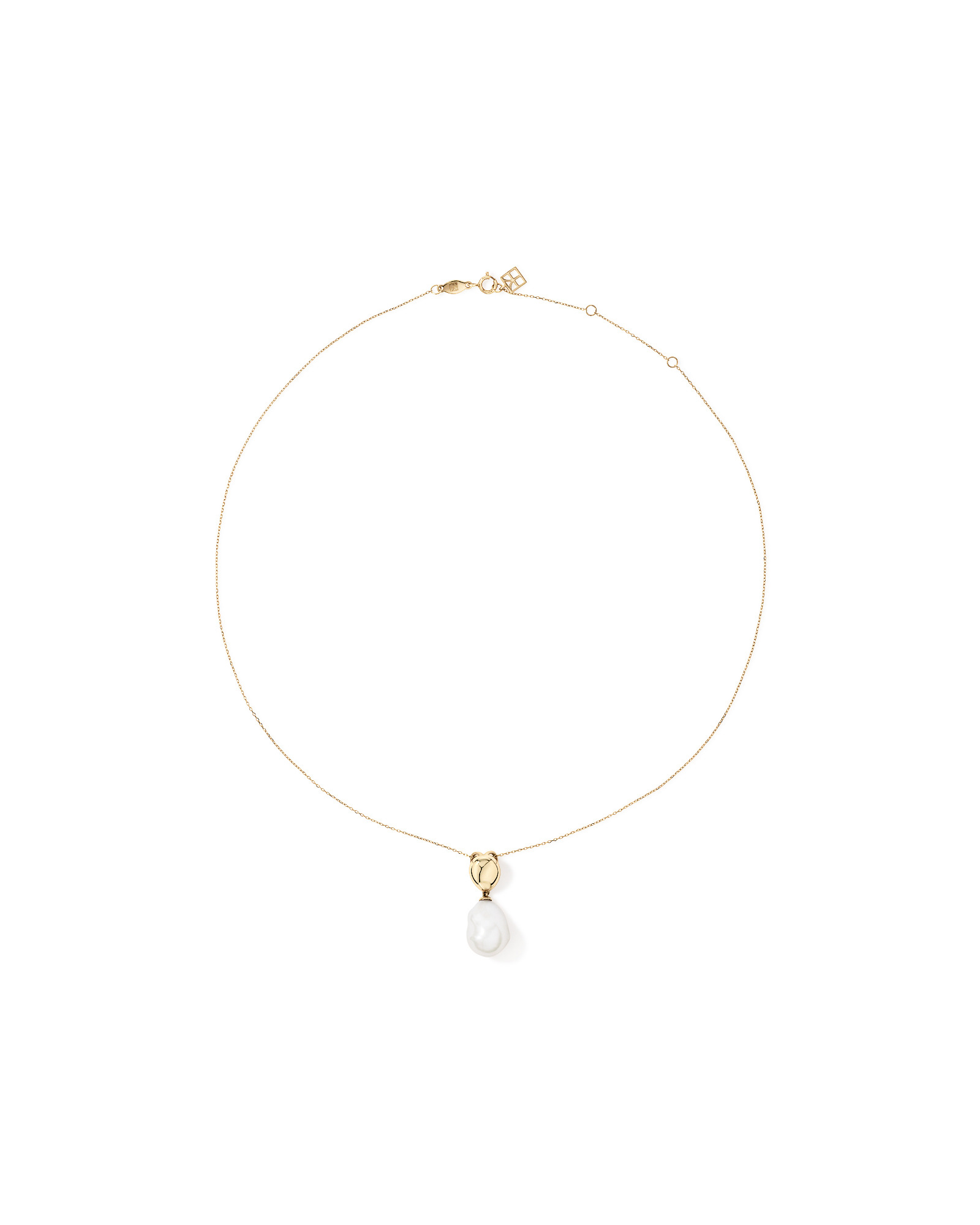 Collier goutte avec perle baroque d’eau douce cultivée en or jaune 10 carats