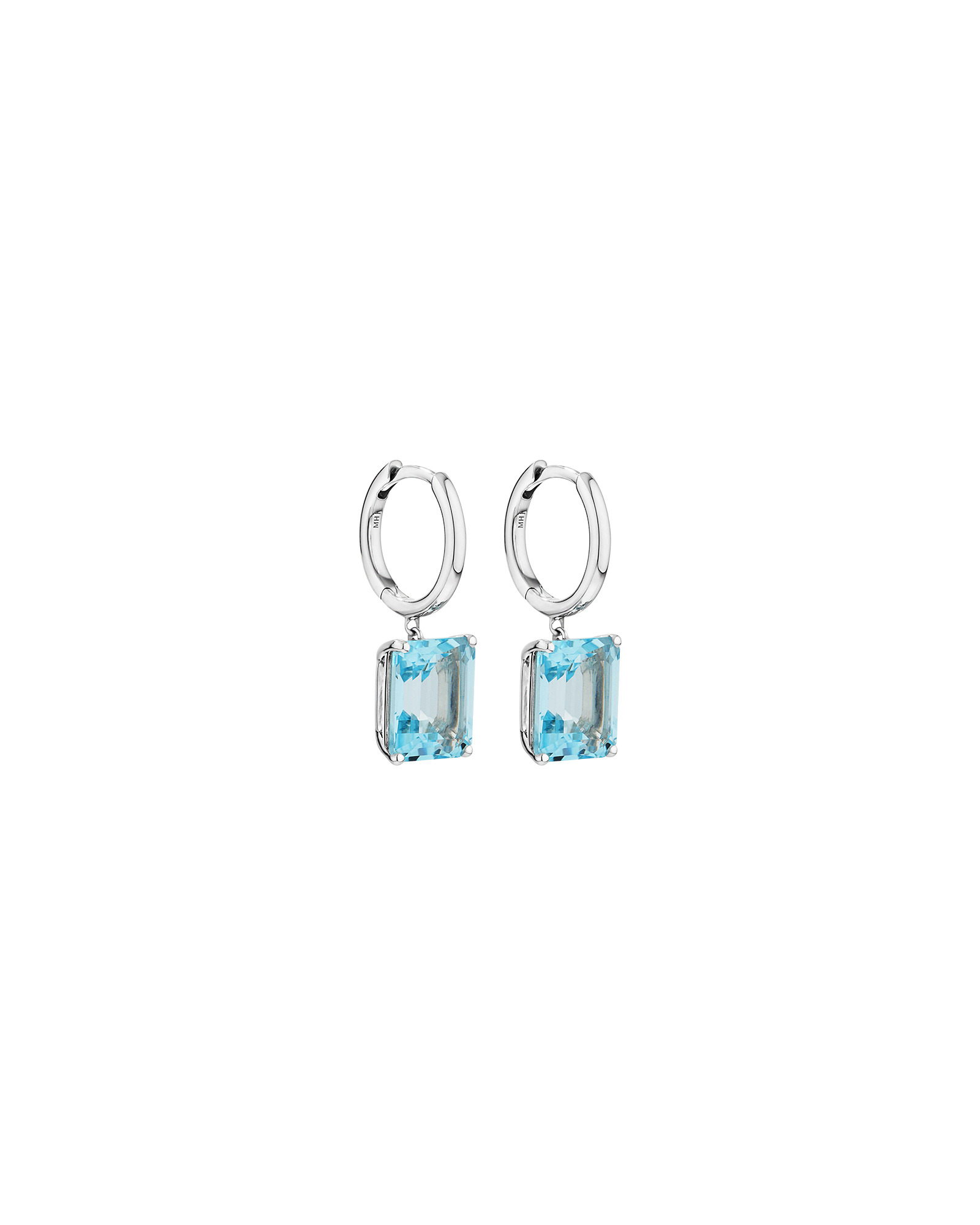 Emerald Cut Sky Blue Topaz Drop Earrings in Sterling Silver
