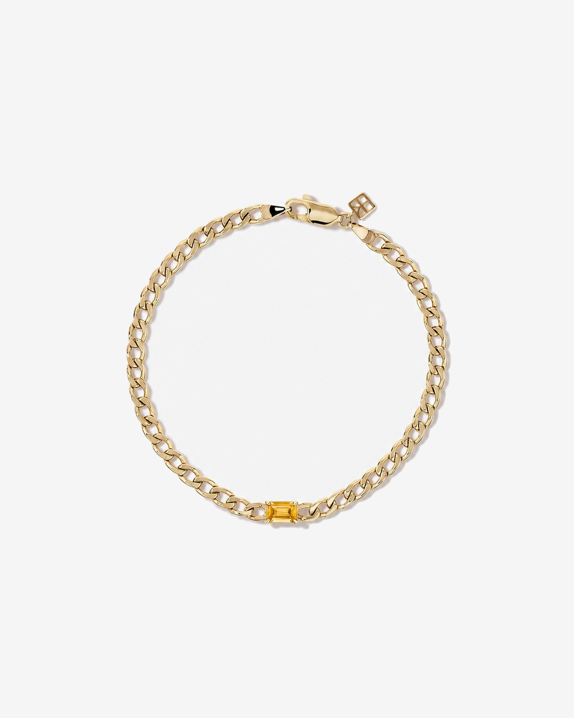 Citrine Curb Link Bracelet in 10kt Yellow Gold