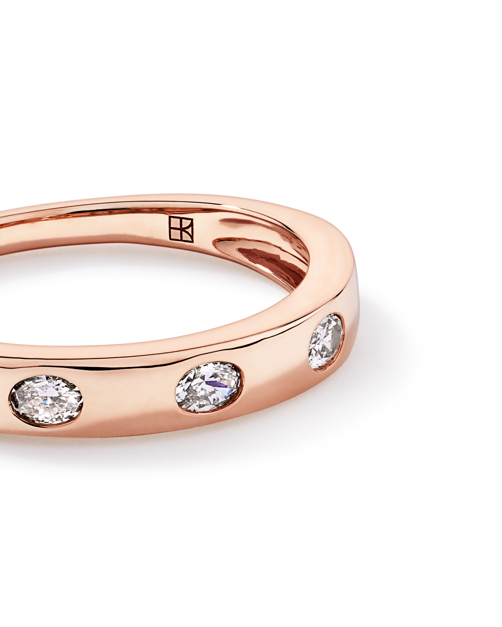 0.22TW Oval Laboratory-Grown Diamond Wedding Band 14kt Rose Gold