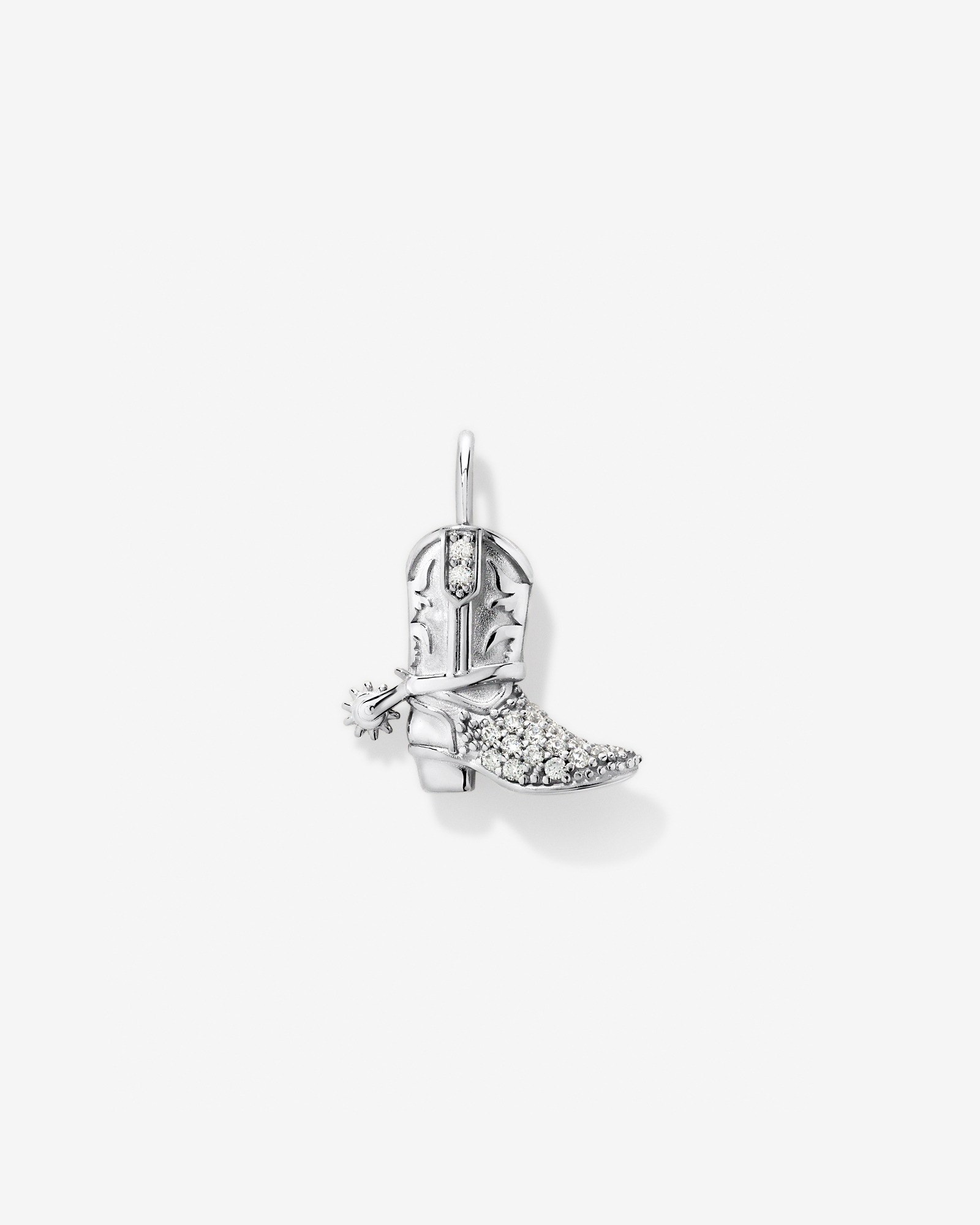 Cowboy Boot Pendant in Sterling Silver with Cubic Zirconia