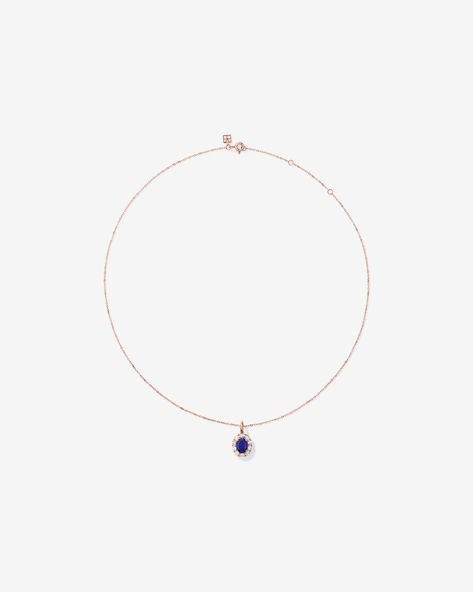 Created Sapphire & 0.47 Carat TW Laboratory-Grown Diamond Pendant with Chain in 10kt Rose Gold