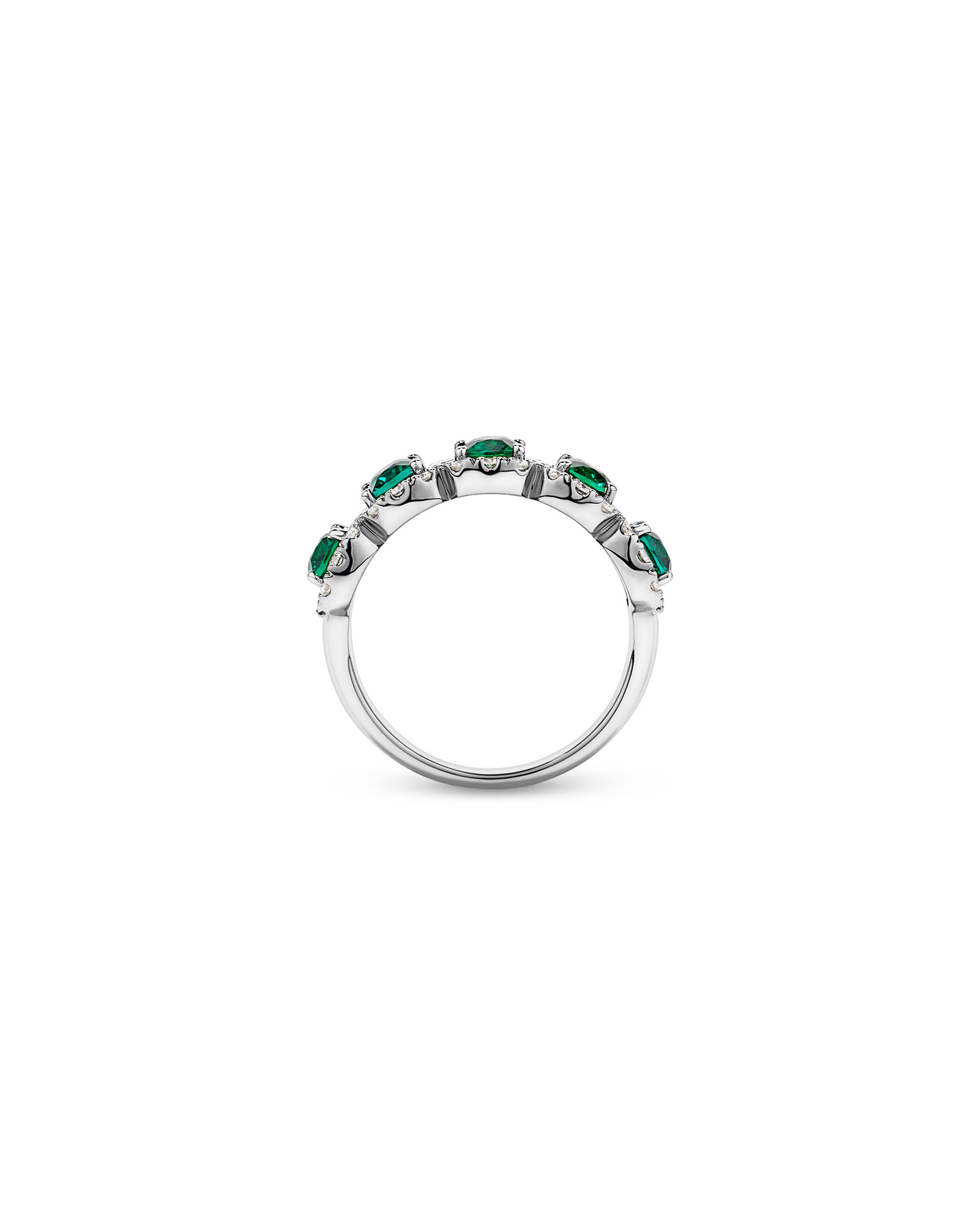 Created Emerald and 0.90 Carat TW Laboratory-Grown Diamond Ring 10kt Gold