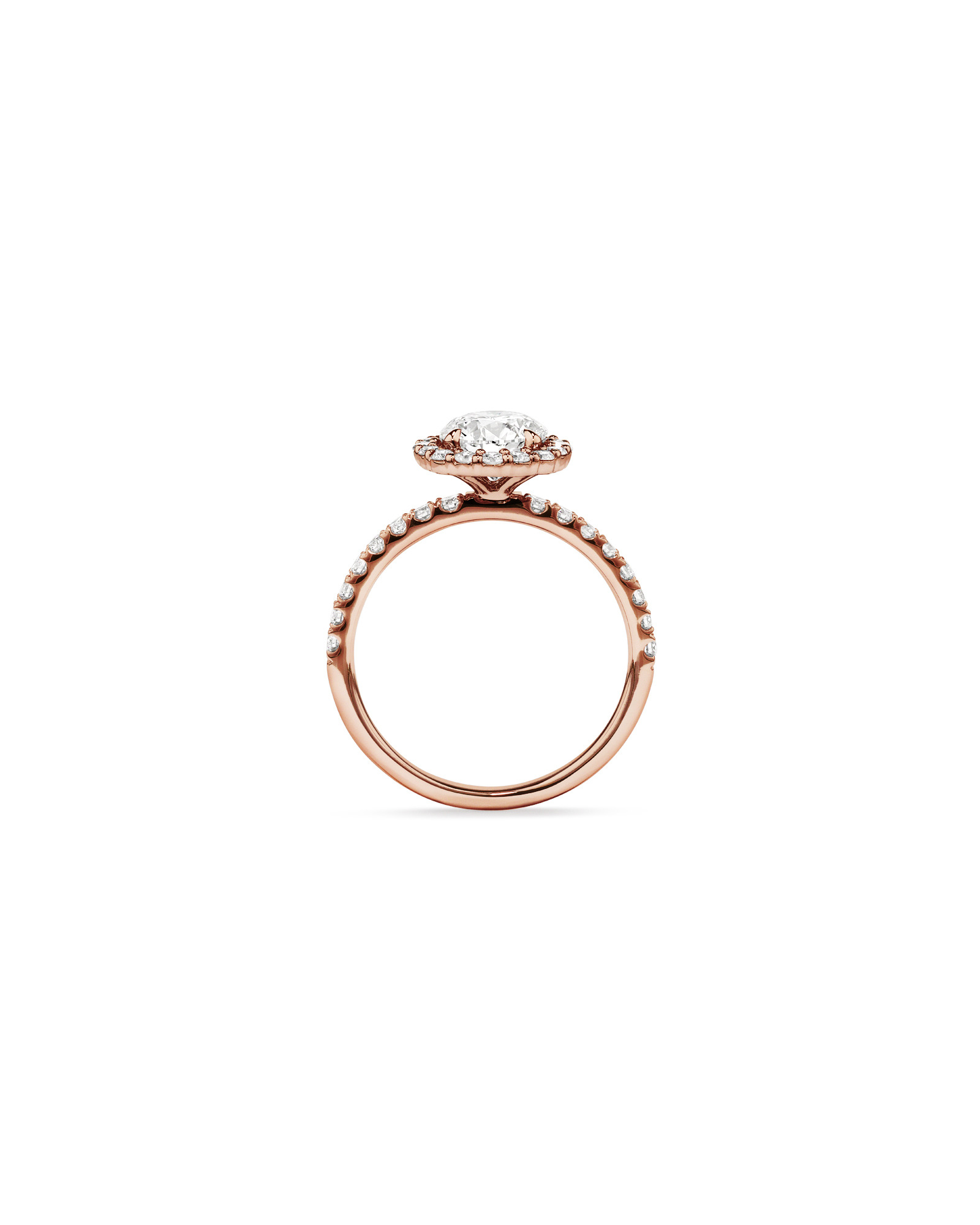 Bague ronde TW Round Brilliant Diamond Halo Engagemet de 1,79 carat en or rose 14 carats