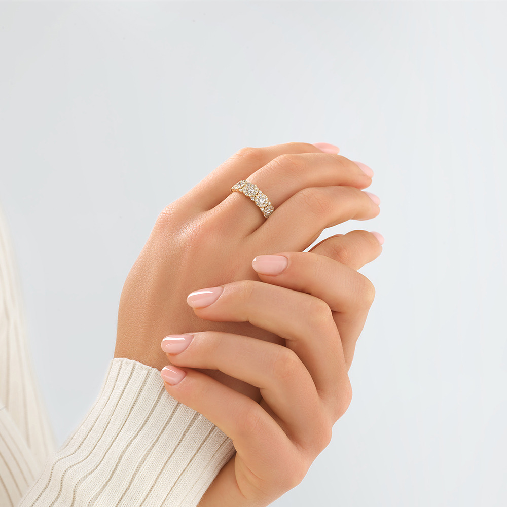 Bague à bulles en or jaune 10 K avec diamants totalisant 1 ct