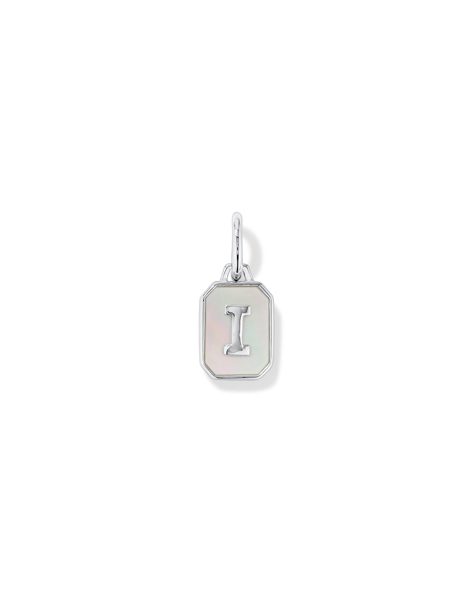 Letter I Mother of Pearl Initial Pendant in Sterling Silver