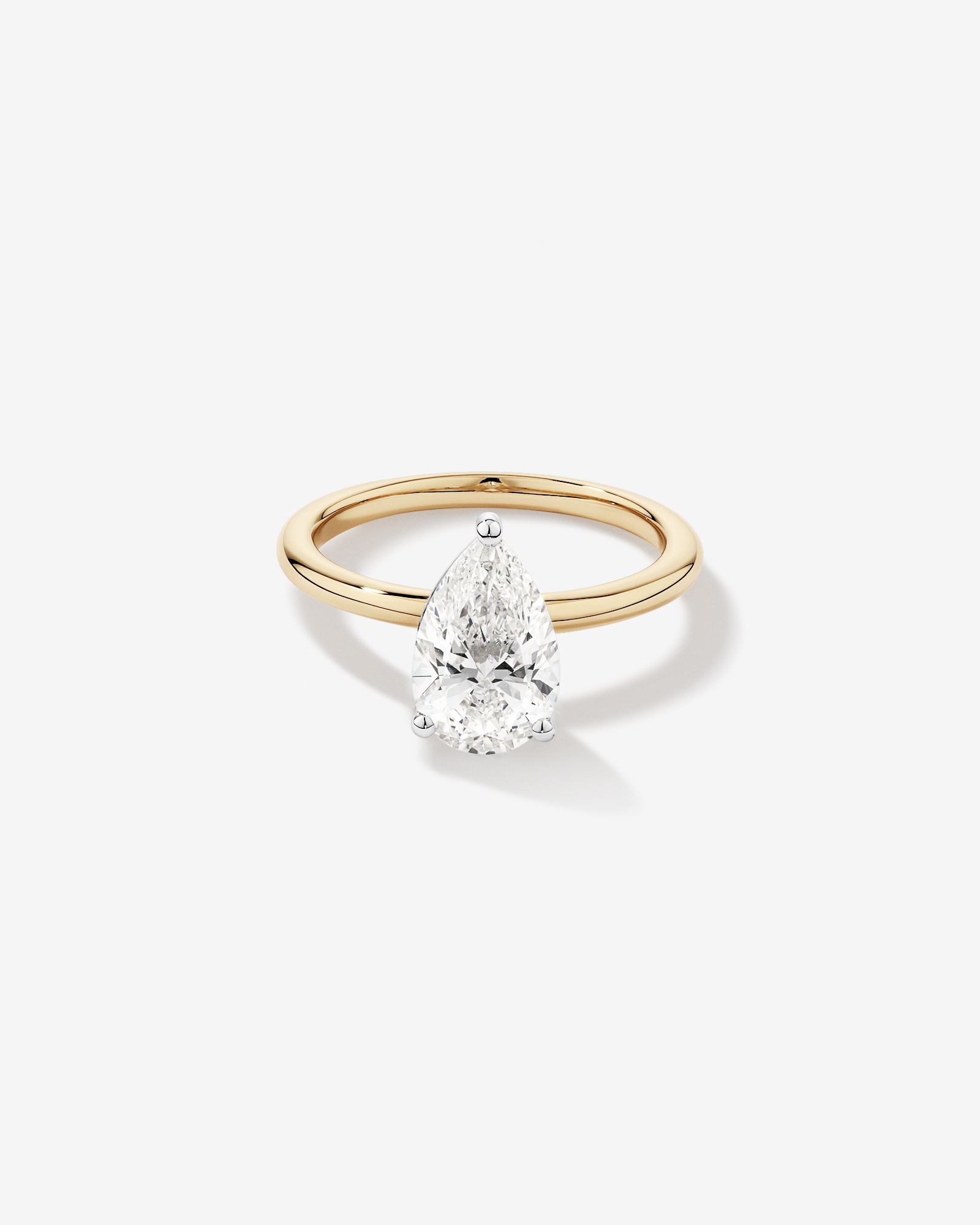 Bague de fiançailles solitaire en diamant taillée laboratoire 2 carats TW or jaune et blanc 14