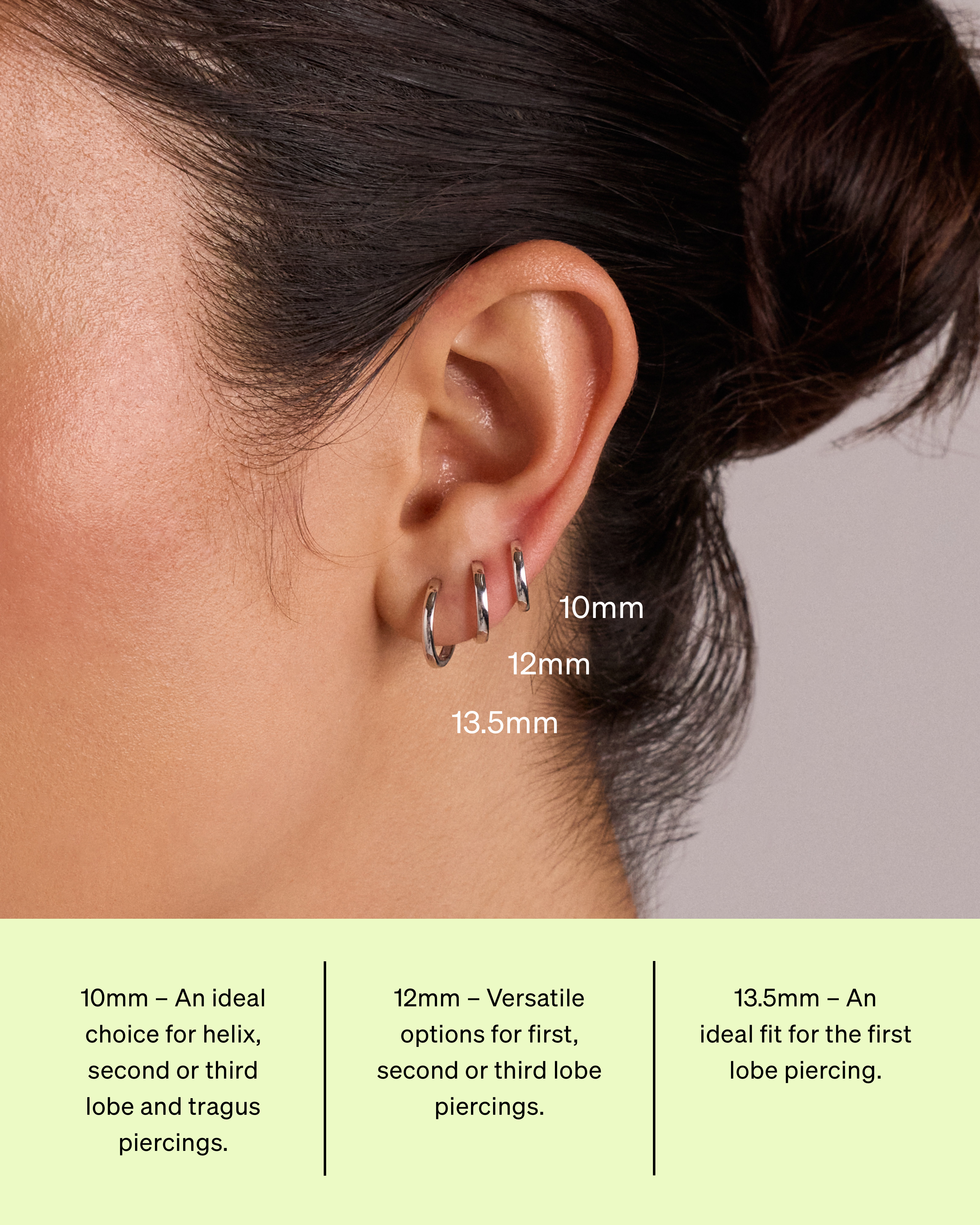 Boucles d'oreilles Huggie polies de 13,5 mm en argent sterling