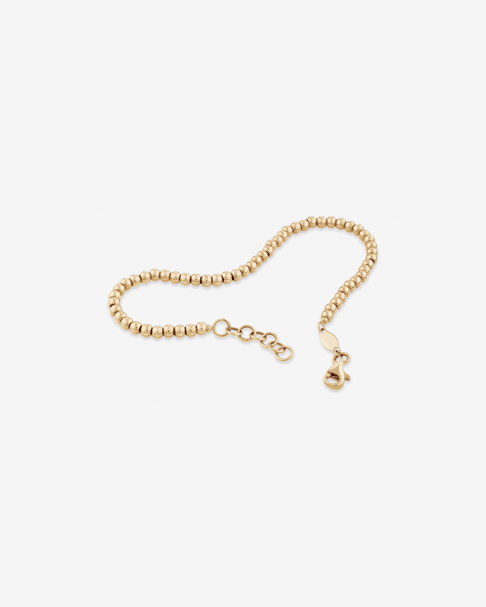 Bracelet de perles en or jaune 10 K de 19 cm, largeur de 2,5 mm à 3 mm