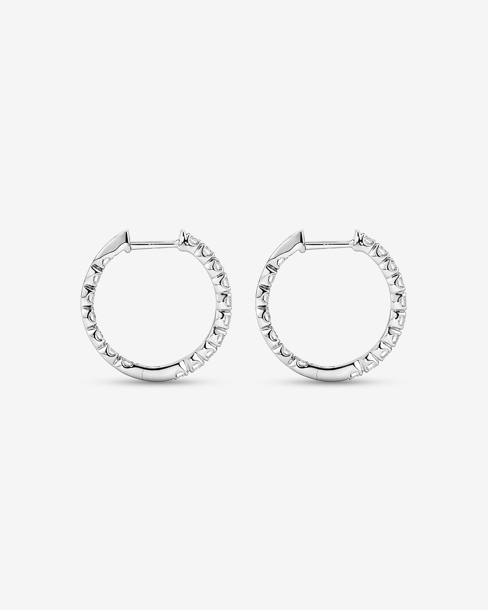 1.00TW Lab Diamond Inside Out Hoop Earrings in Silver - Small