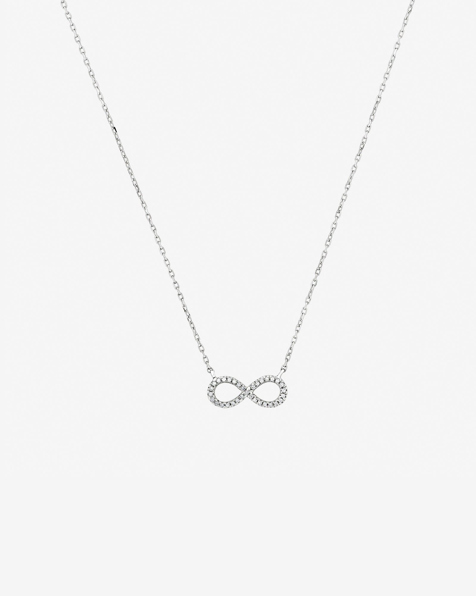 Infinity Necklace with Diamonds in Sterling Silver