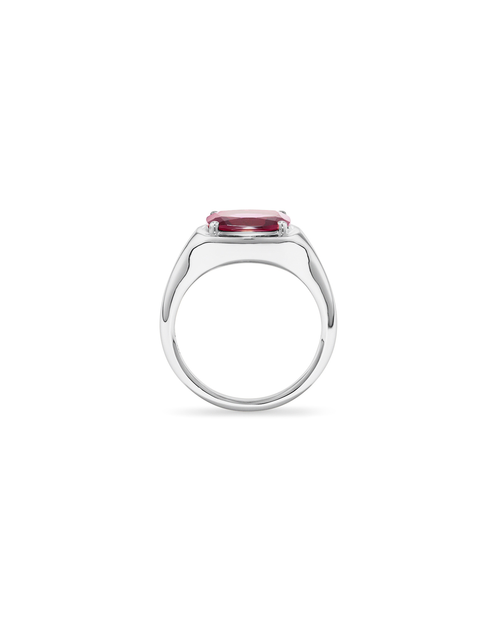 Elongated Cushion Cut Raspberry Rhodolite Garnet East-to-West Set Ring 10kt Gold