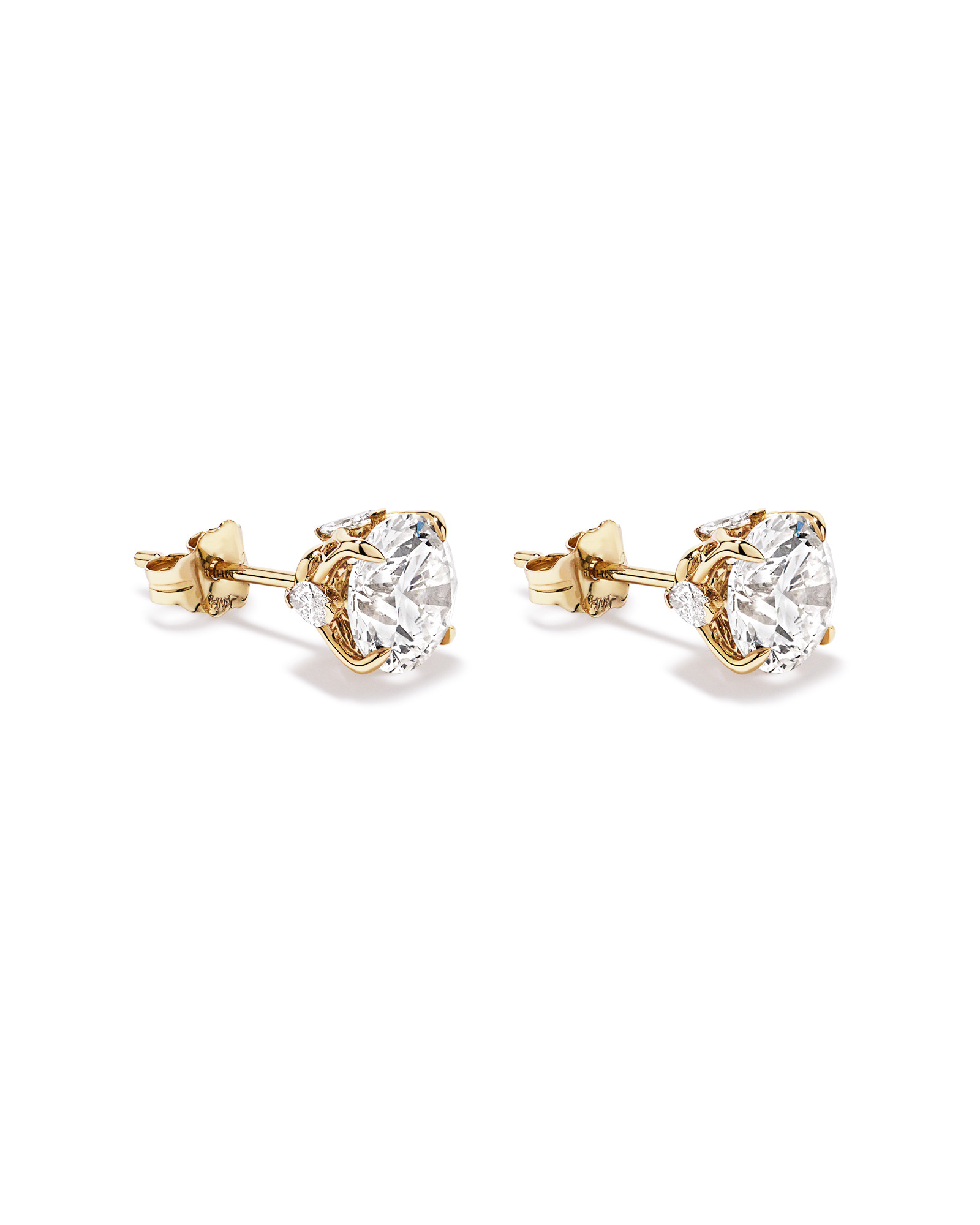 3.36 Carat TW Laboratory-Grown Round Diamond Earrings with Marquise Laboratory-Grown Diamond Feature in 10kt Yellow Gold