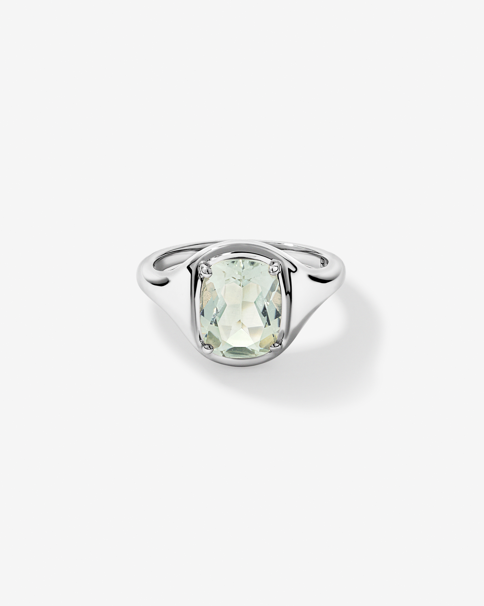 Elongated Cushion Cut Green Amethyst Ring 10kt Gold