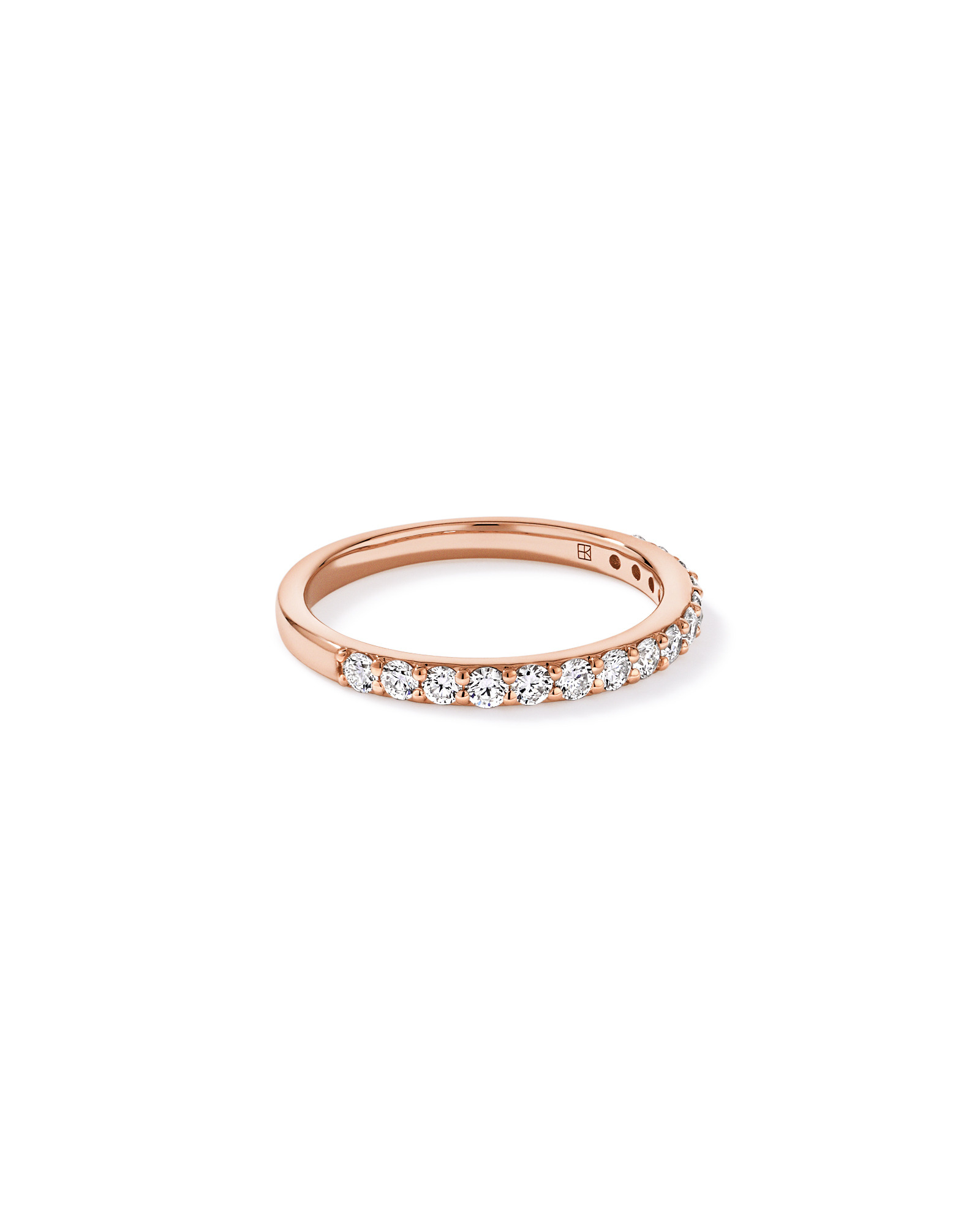 Alliance en or rose 14 carats sertie d'un diamant rond brillant de synthèse 0,50 carat
