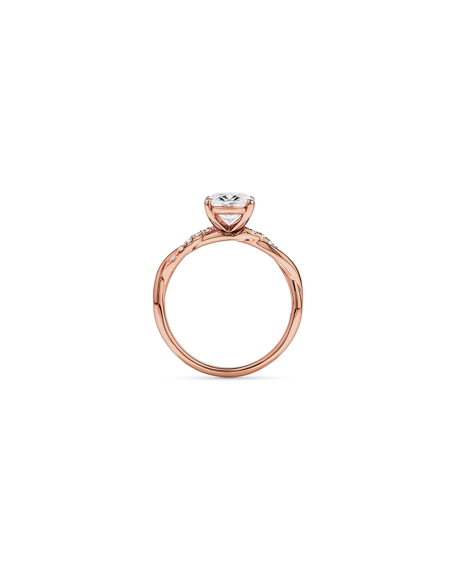 2.10TW Oval Laboratory-Grown Diamond Twist Engagement Ring 14kt Rose Gold