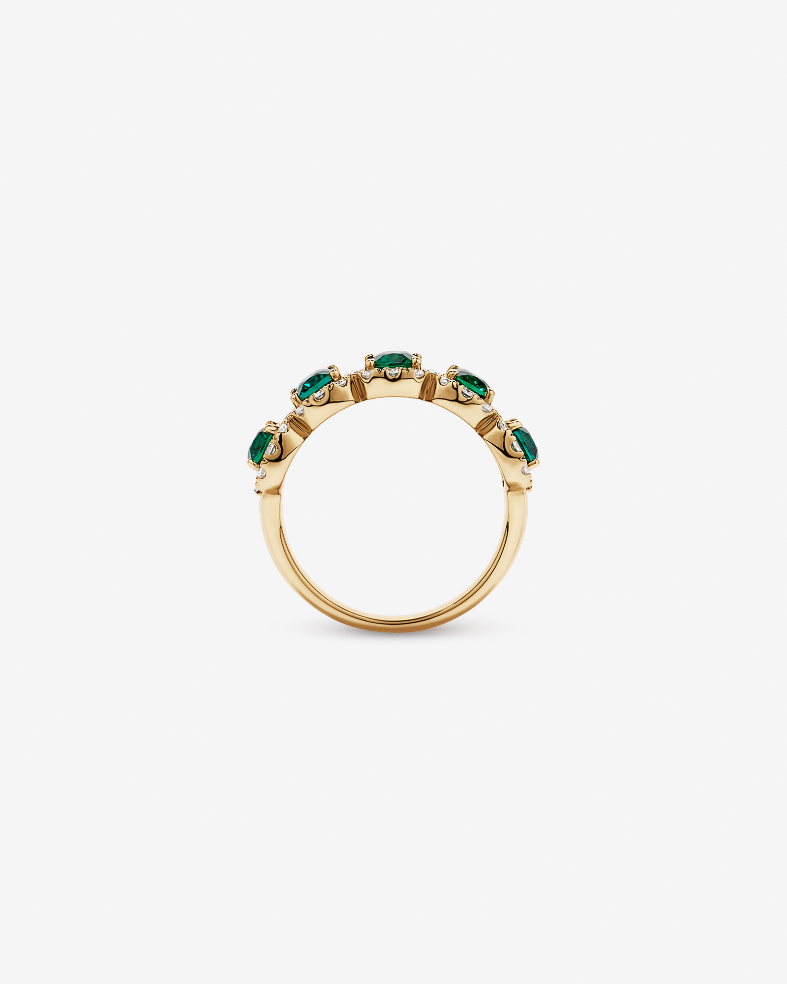 Created Emerald and 0.90 Carat TW Laboratory-Grown Diamond Ring 10kt Yellow Gold