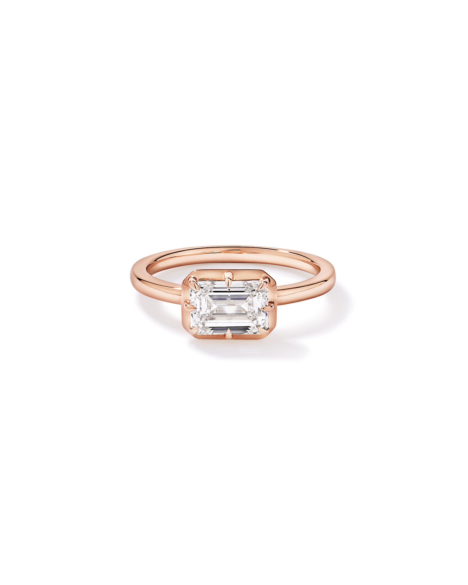 1.50TW Emerald Cut Laboratory-Grown Diamond Solitaire Ring 14kt Rose Gold