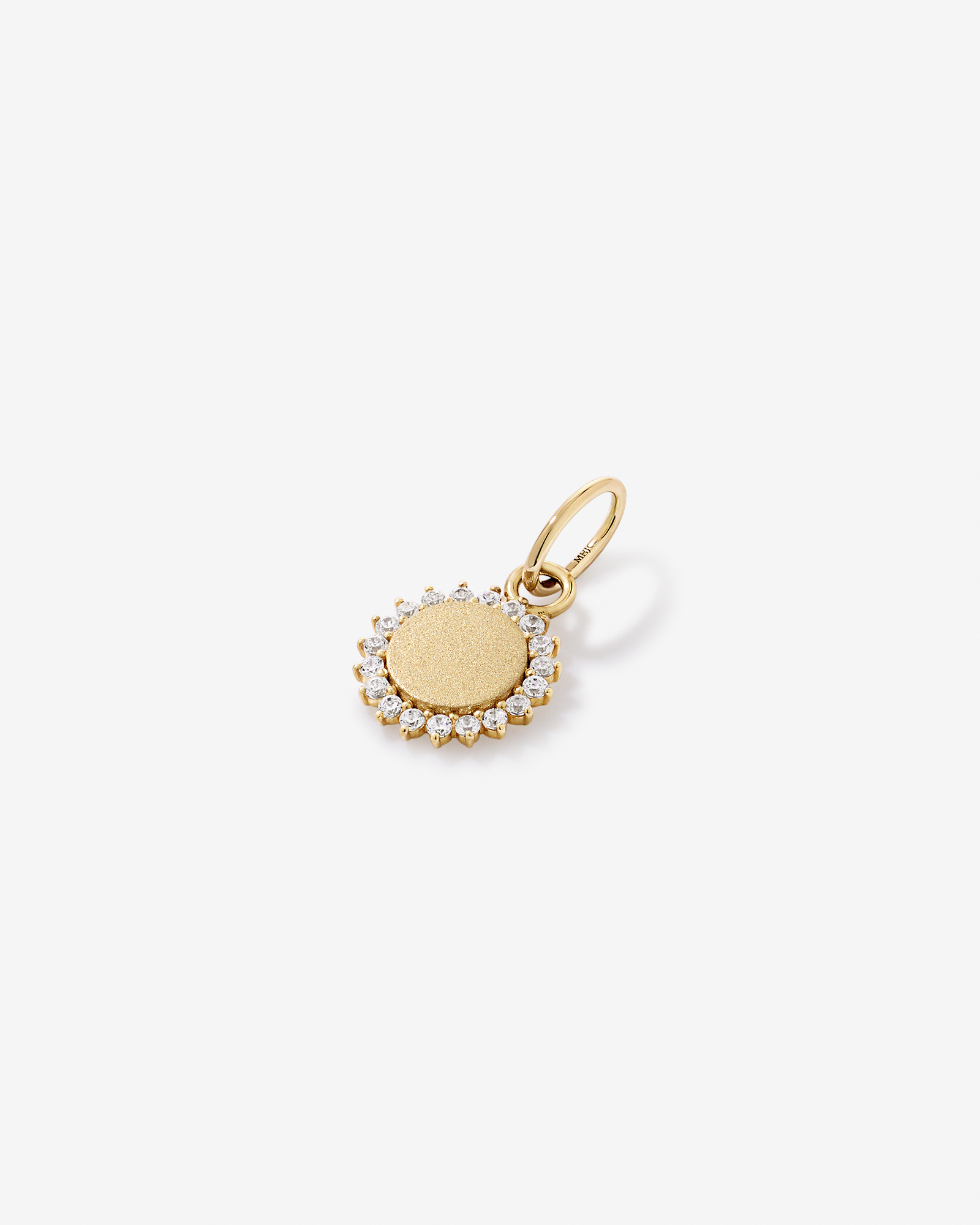 Engravable Sun Micro Pendant with Cubic Zirconia in 10kt Yellow Gold