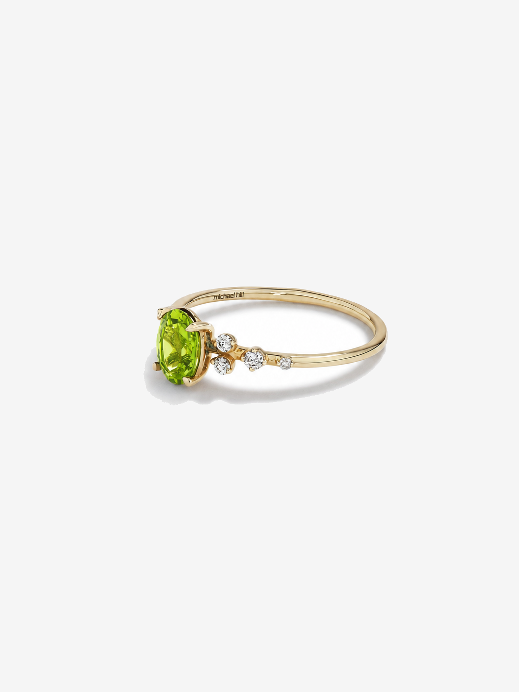 Peridot and 0.12 Carat TW Diamond Ring 10kt Yellow Gold