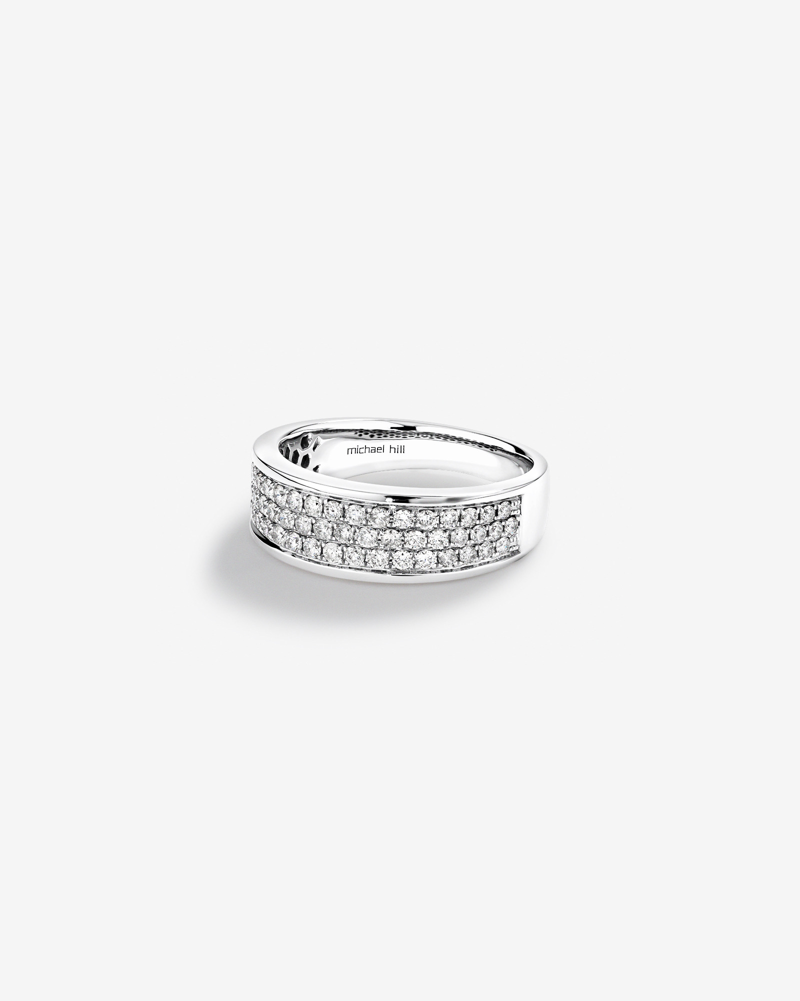 Bague à pavé en or blanc 10 K avec diamants totalisant 0,87 ct pour homme