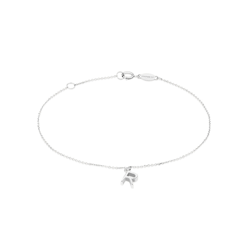 Bracelet à initiale « R » en argent